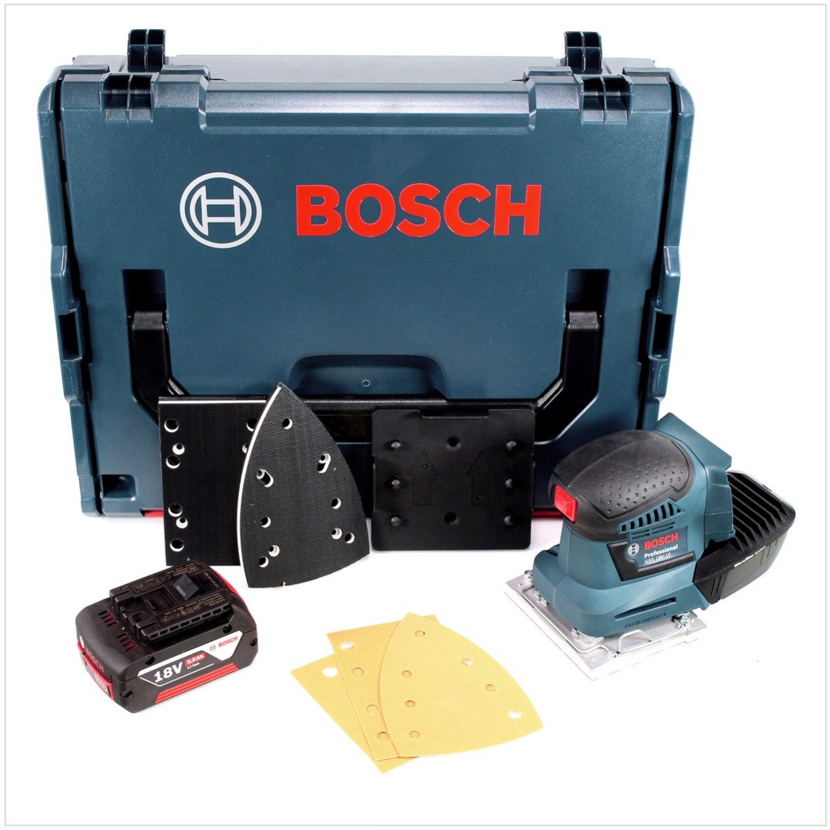 Bosch Professional Akku-Schwingschleifer GSS 18V-10 Akku Schwingschleifer 18V + 1x Akku 5,0Ah + L-Boxx