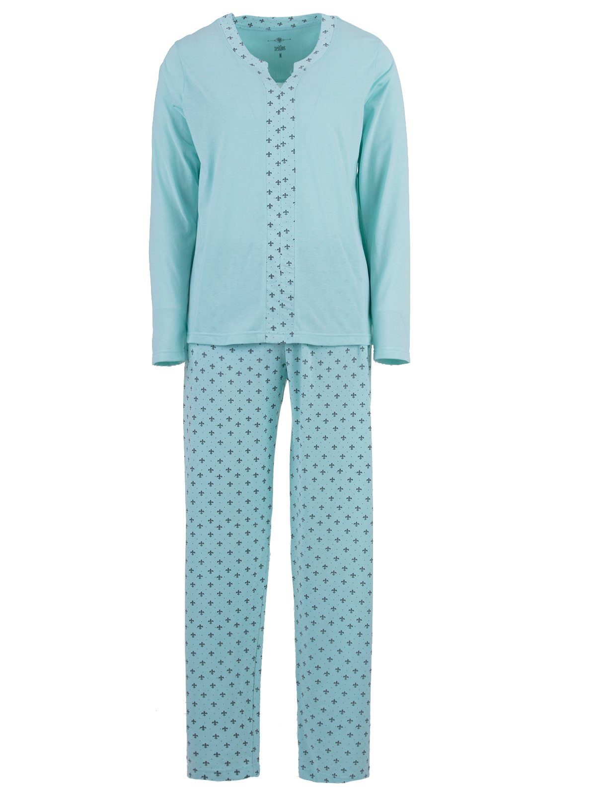 zeitlos Schlafanzug Pyjama Set Langarm - Borte Lilie mint