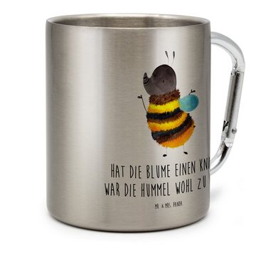 Mr. & Mrs. Panda Tasse Hummel flauschig - Transparent - Geschenk, Edelstahlbecher, Tiere, Ed, Edelstahl, Karabinerhaken