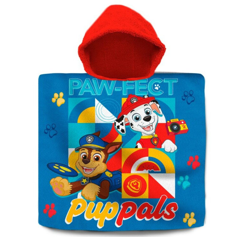 PAW PATROL Badeponcho Paw Patrol Jungen Kinder Poncho Badeponcho 100% Baumwolle, Baumwolle, Kapuze, Gr. 60x60 cm