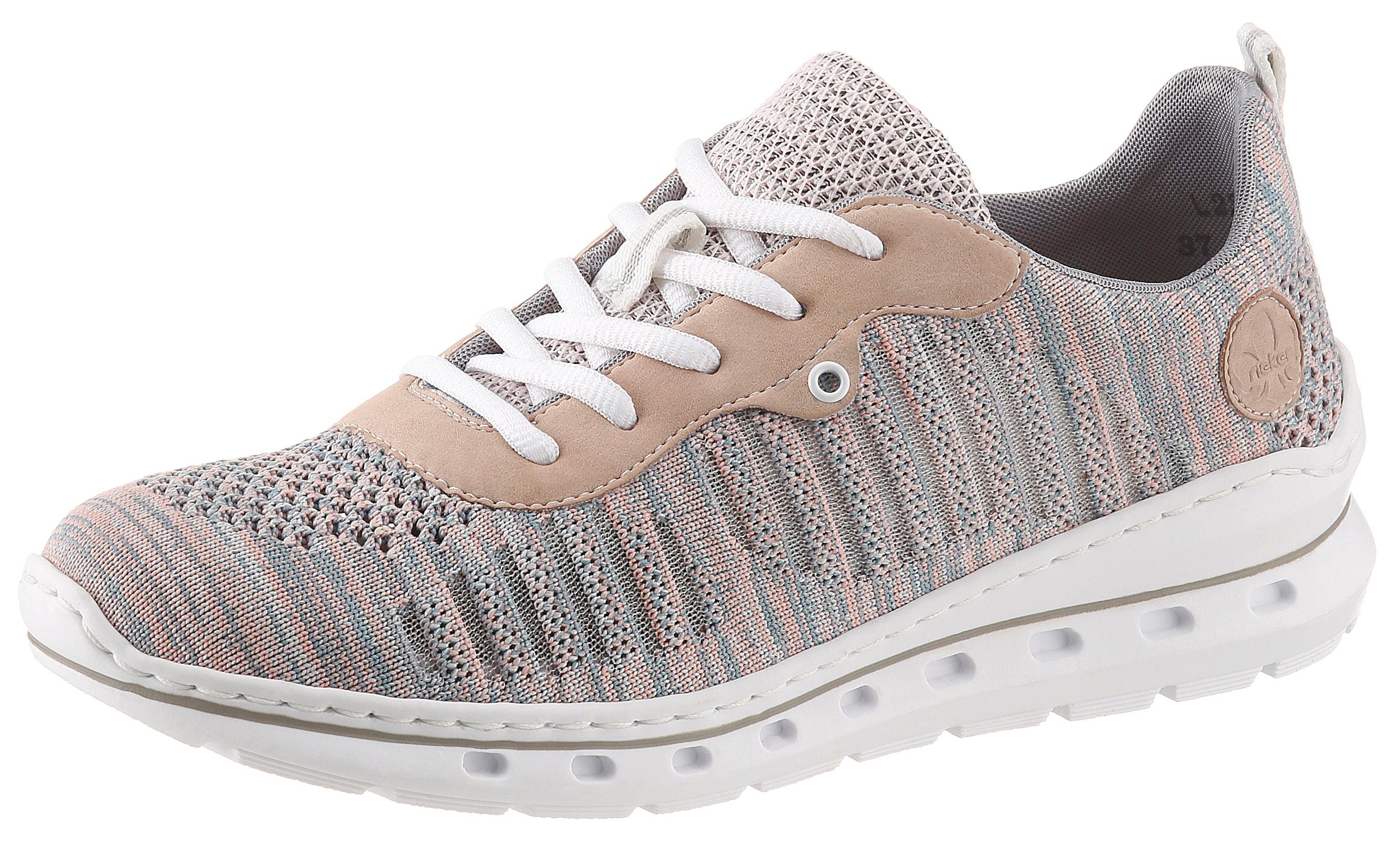 Rieker Sneaker mit MemoSoft Innensohle, Schnürschuh in RIEKER SNEAKER ROSA Textil leicht memosoft bequem strick