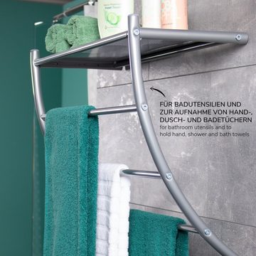 bremermann Handtuchhalter Handtuchhalter mit Regal 2in1, 3 Handtuchstangen, 57 x 43,5 cm, grau