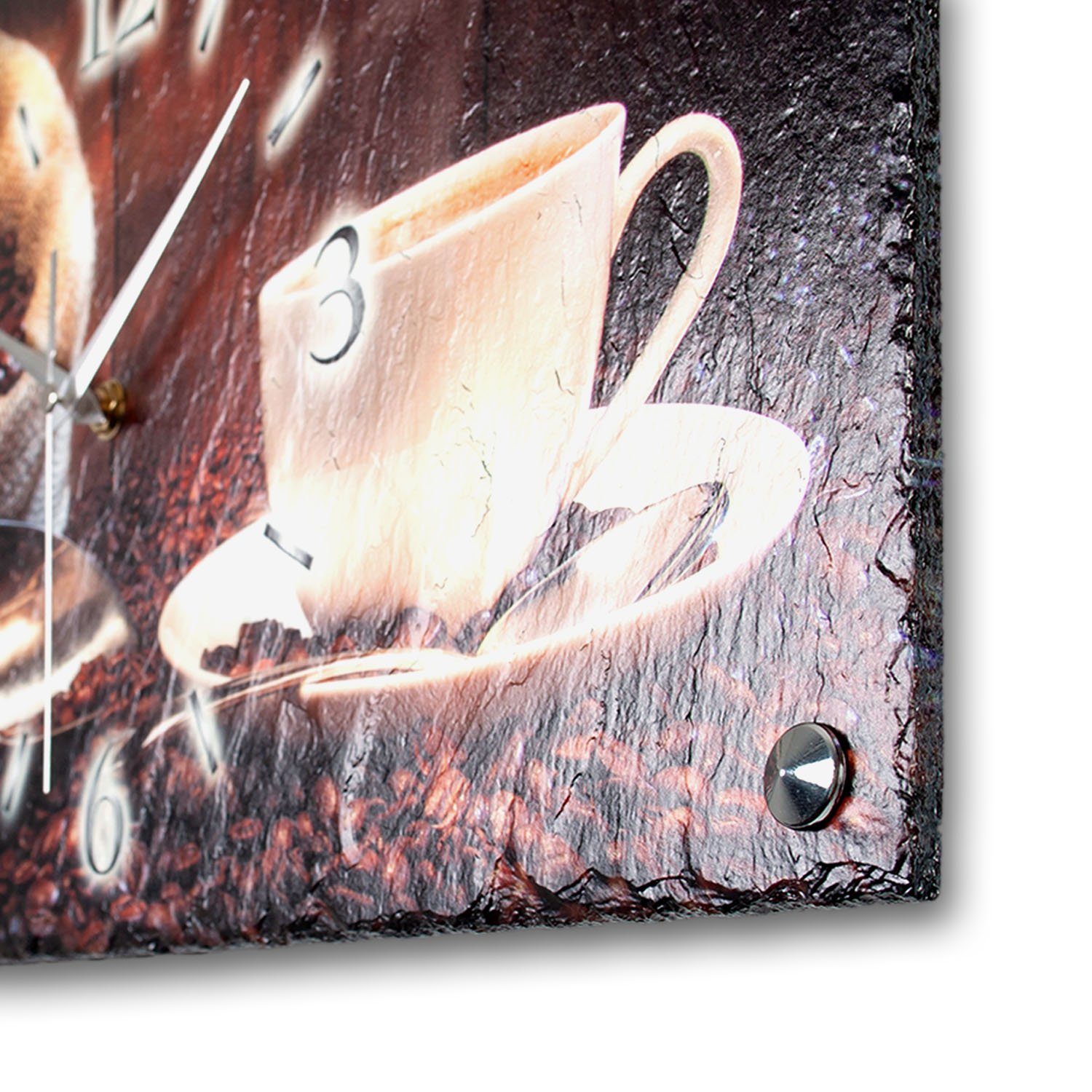 Kreative Feder Wanduhr Designer-Wanduhr elegant, Ticken; außergewöhnlich, (Funk- (Beton) ohne „Kaffee“ Stein aus Quarzuhrwerk; oder modern)