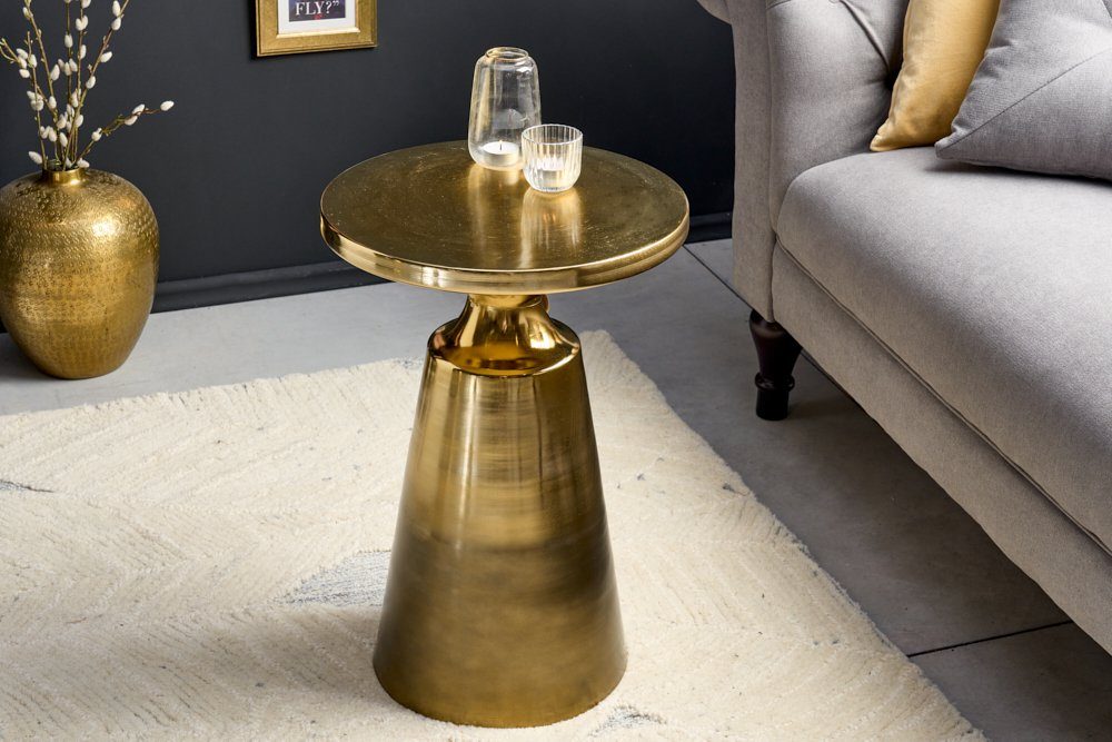 riess-ambiente Beistelltisch ABSTRACT Ø60cm gold (Einzelartikel, 1-St), Wohnzimmer · Metall · rund · Handmade · gebürstet · Design · Säule