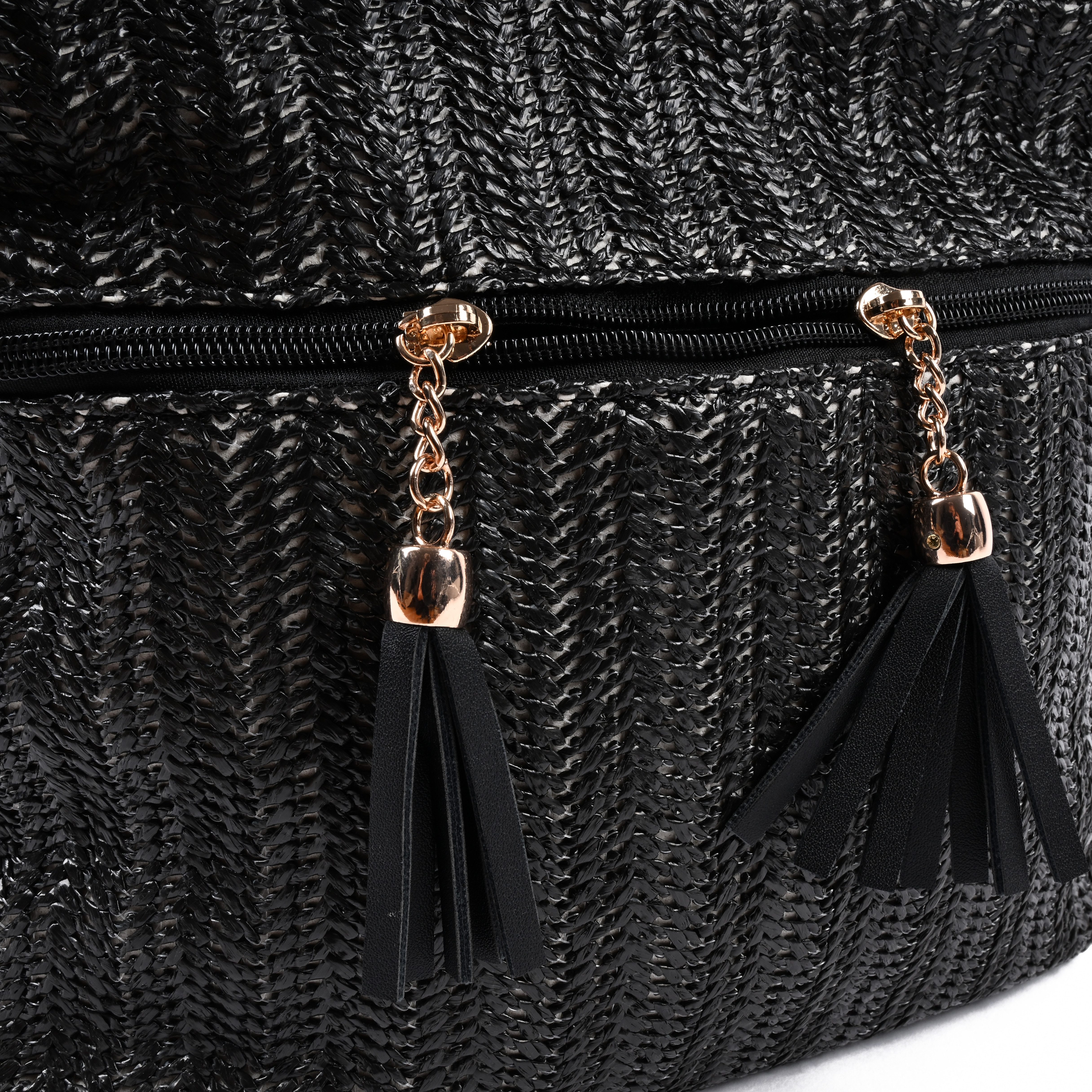 Goodman Design Schultertasche Geflochtene Umhängetasche mit Tasseln, Hochwertiges Kunstleder in geflochtener Struktur