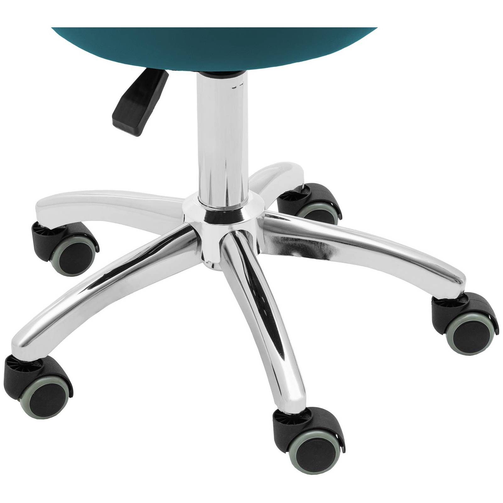 Physa Drehstuhl Rollhocker mit Rückenlehne Friseurhocker Kosmetikhocker 150 kg türkis, Türkis – Bild 2 von 5
