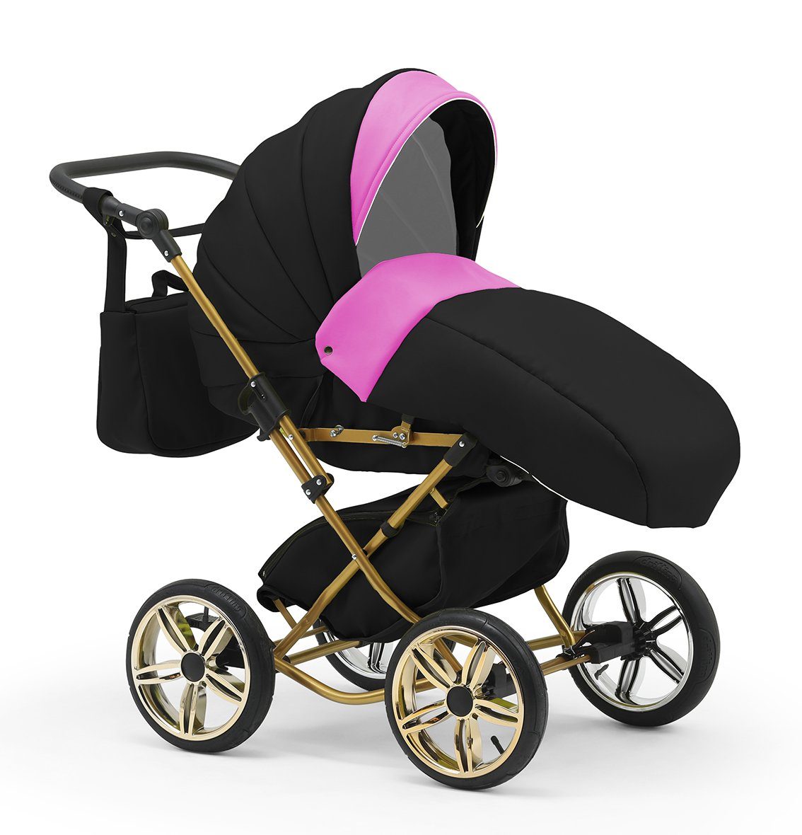 14 Pink-Weiß-Schwarz babies-on-wheels in 1 inkl. Autositz Sorento 10 Iso - Kombi-Kinderwagen 4 Designs in und - Base Teile