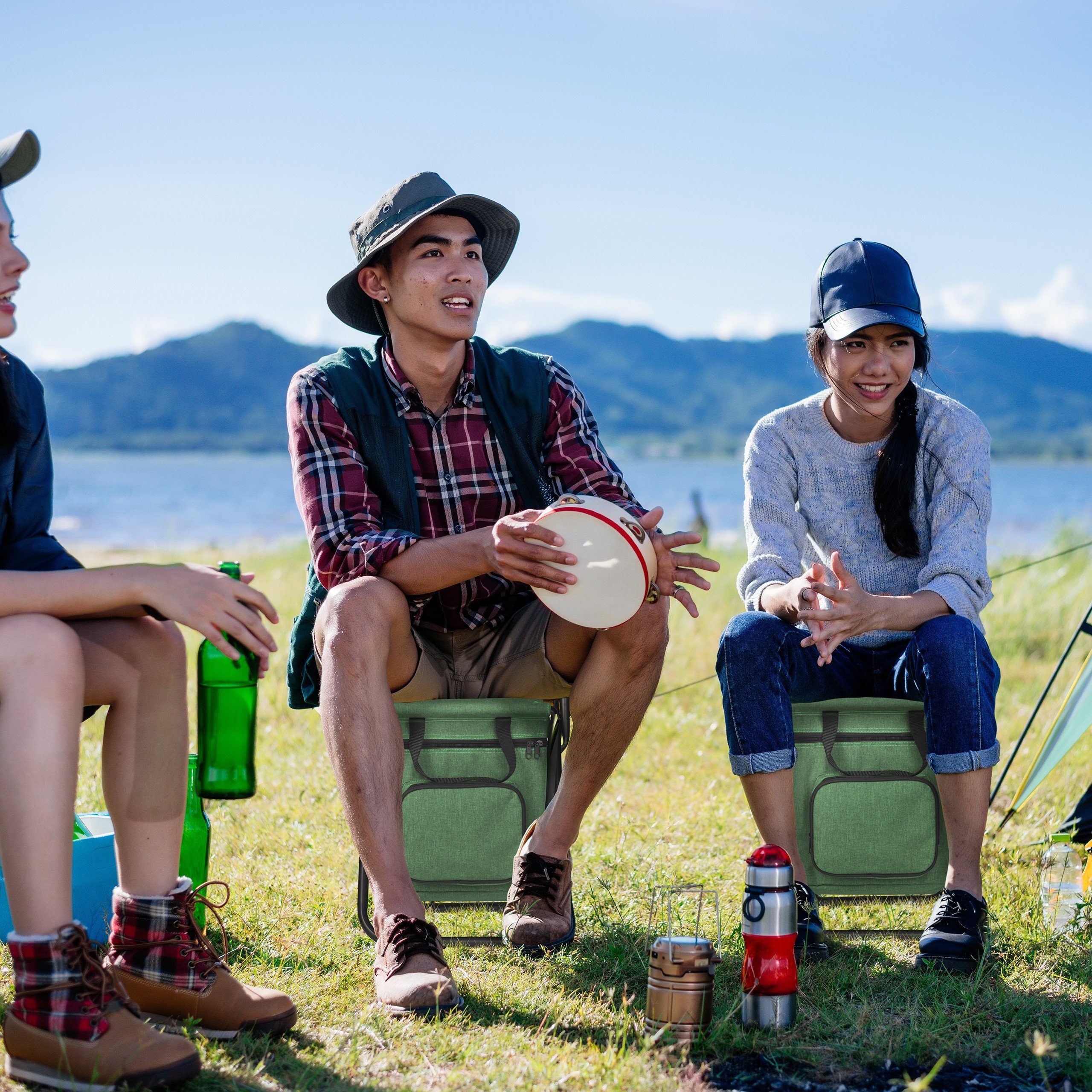 relaxdays Campinghocker Grüner Campinghocker mit Lehne günstig online kaufen