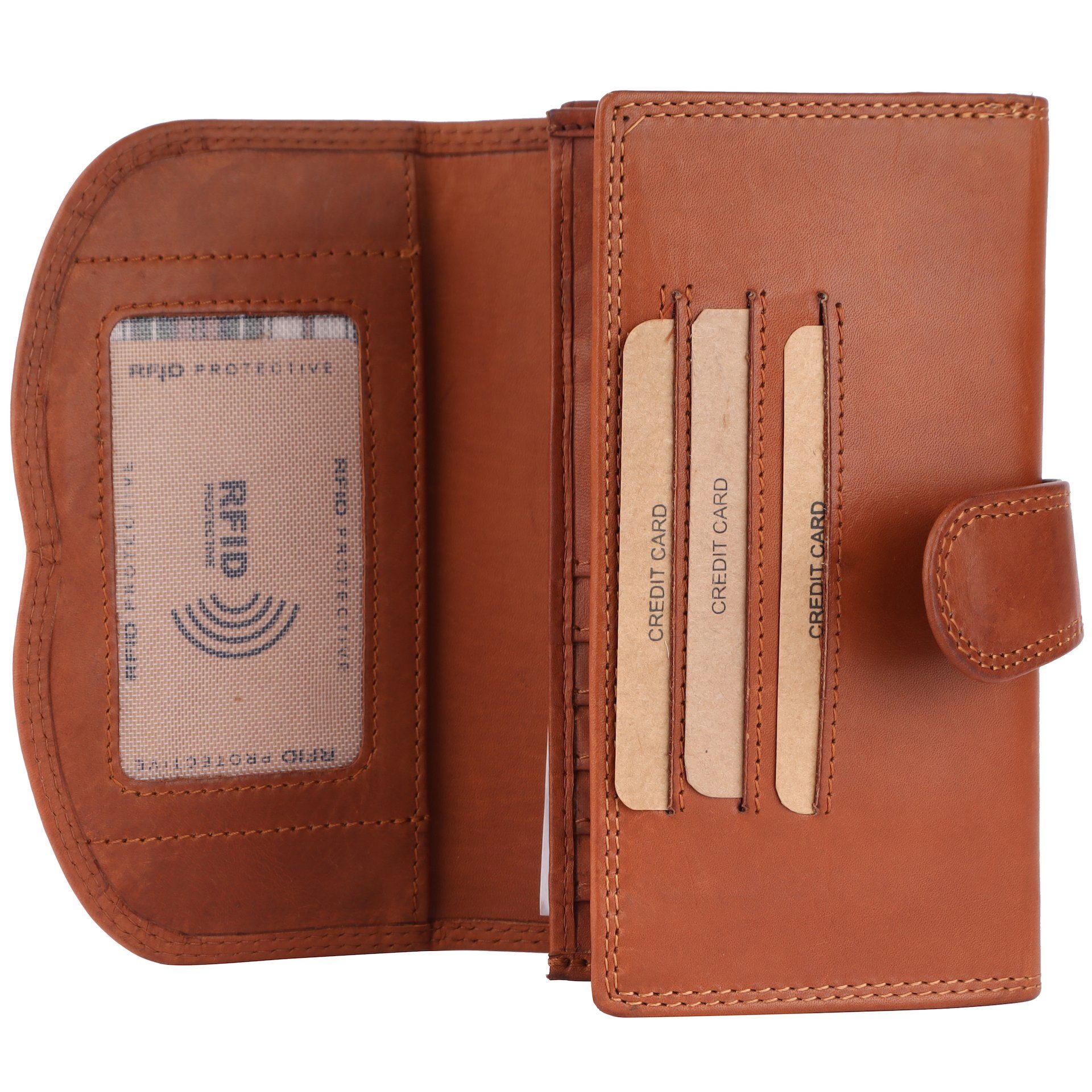 Benthill Geldbörse Damen Echt Leder Portemonnaie RFID Portmonee viel Kartenfächer Vintage, RFID-Schutz Kartenfächer Münzfach Reißverschlussfach – Bild 2 von 5
