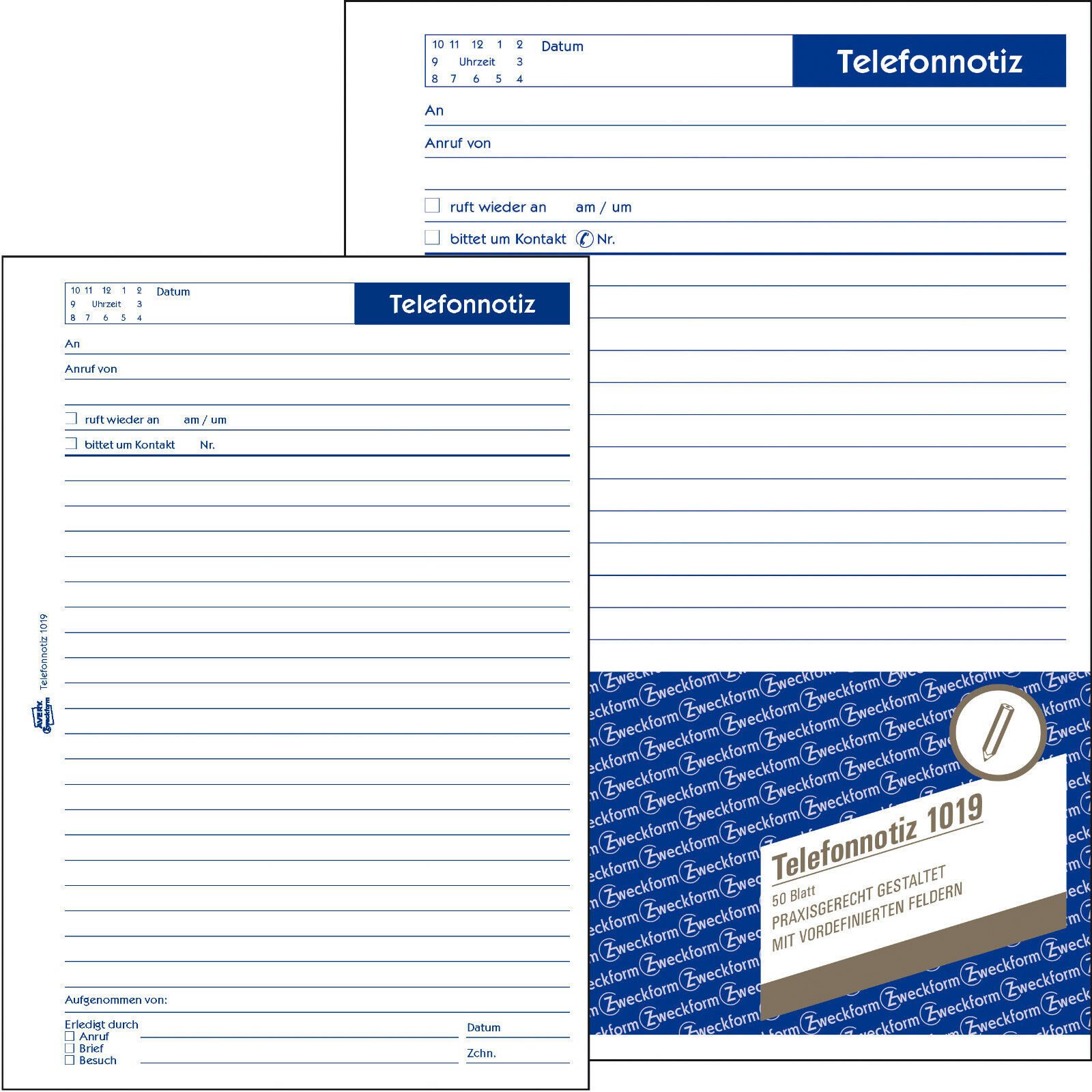 Formularblock Avery Zweckform 1019 Telefonnotiz Abreißblock DIN A5 50 Blatt