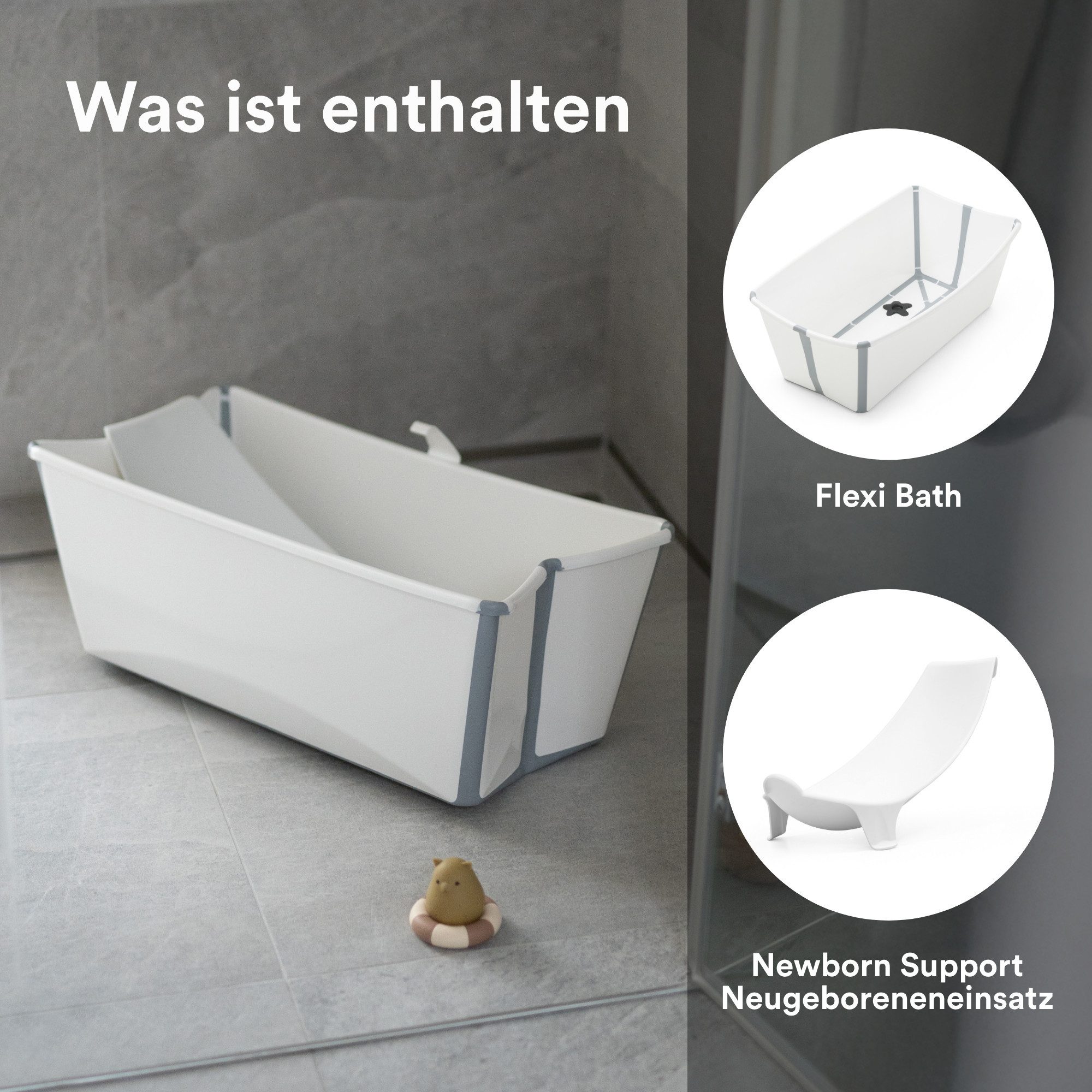 Stokke Babybadewanne Flexi Bath® Bundle – Bestehend aus Badewanne & Newborn Support