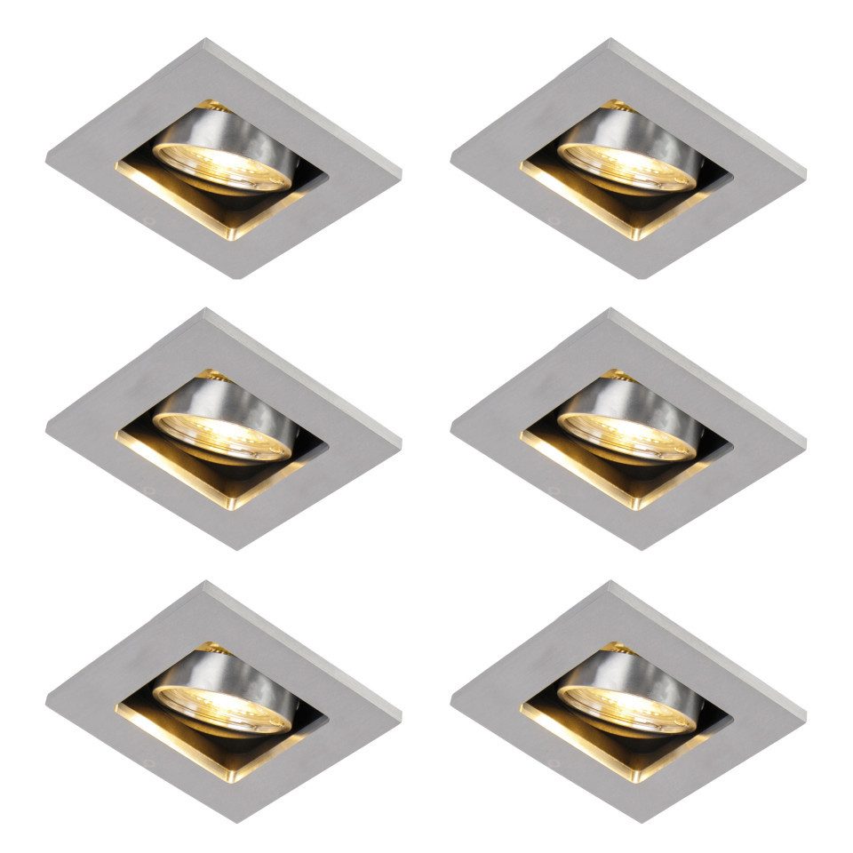 Qazqa LED Einbaustrahler 44749, ohne Leuchtmittel, Warmweiß, QAZQA Downlight, gu10, Aluminium, Aluminium, Modern