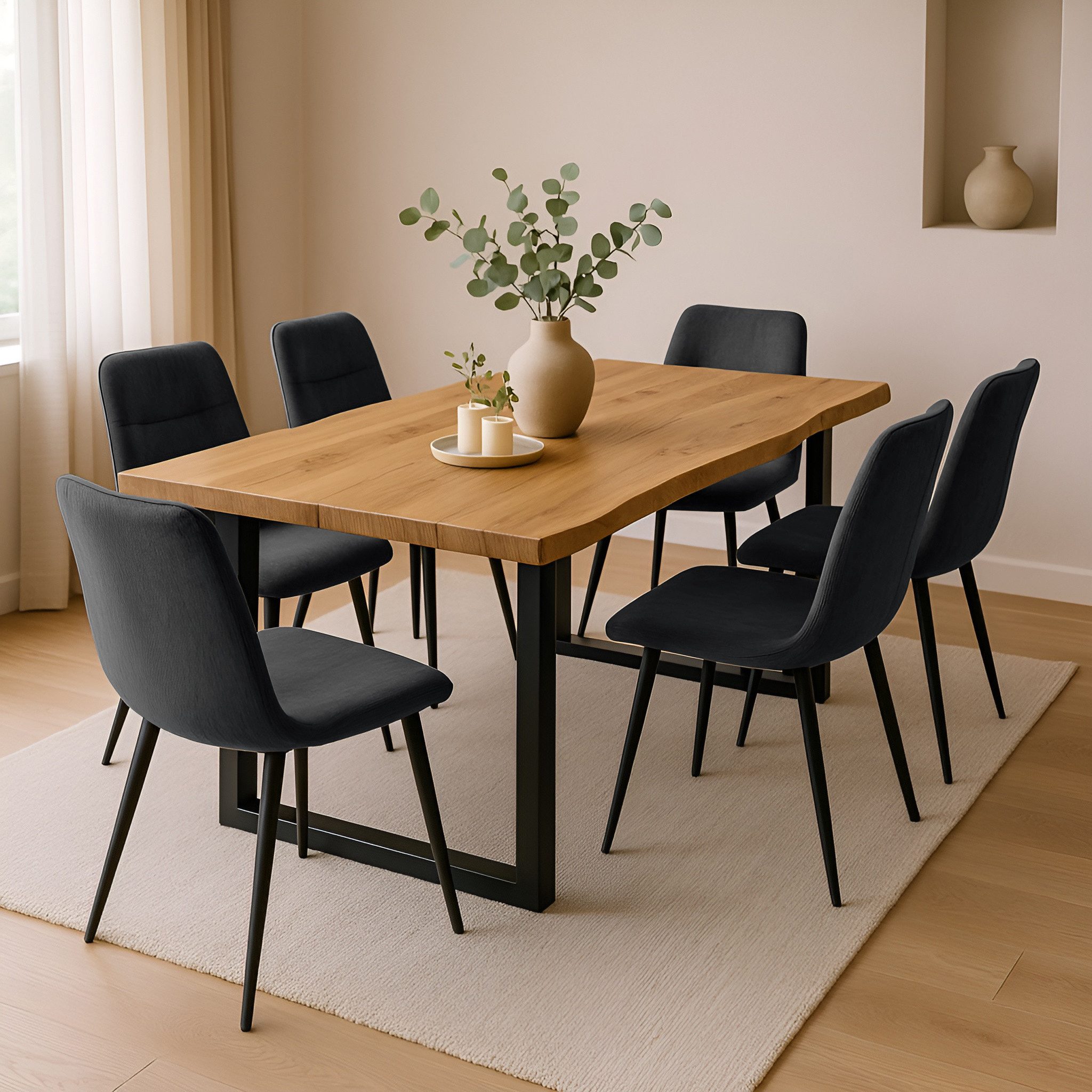 SAM® Essgruppe Juwel, Holz Wildeiche Optik, Metallgestell, Baumkante und St günstig online kaufen