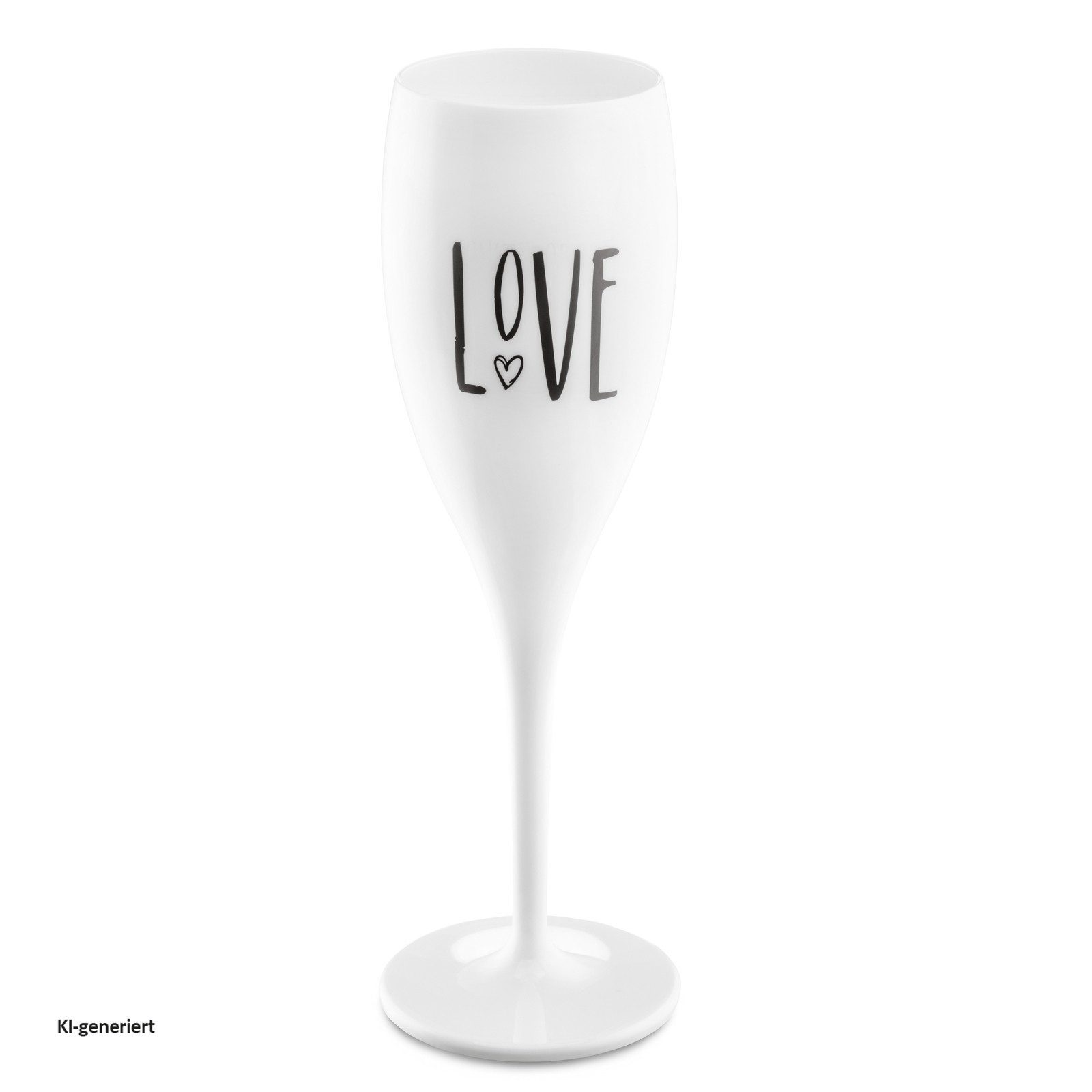 KOZIOL Sektglas Sektglas 100 ml mit Druck CHEERS No. 1 LOVE, 1-tlg., Kunststoff, Stielglas aus Kunststoff