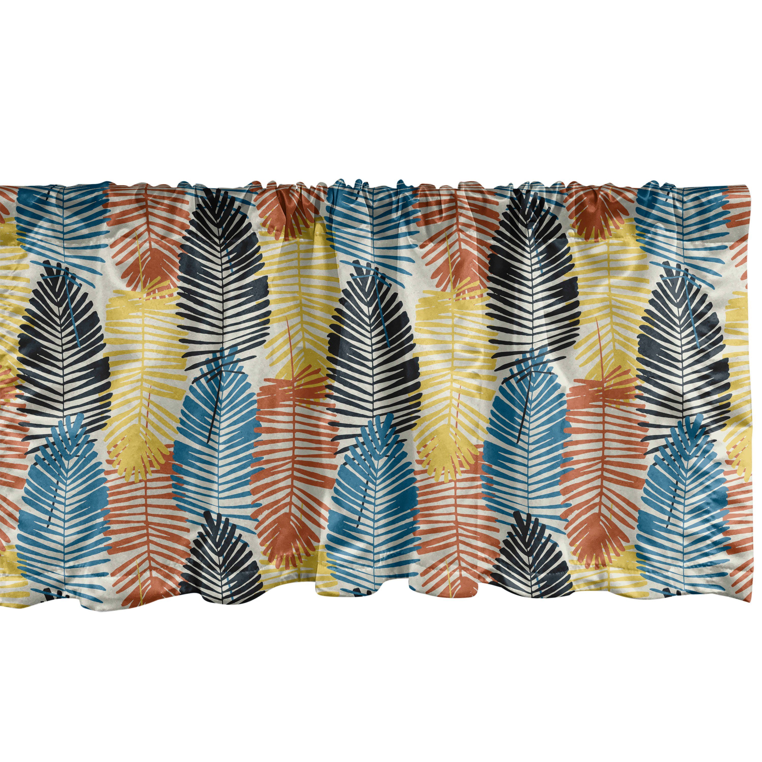 Scheibengardine Vorhang Volant für Küche Schlafzimmer Dekor mit Stangentasche, Abakuhaus, Microfaser, Tropisch Doodle Jungle Palmblätter