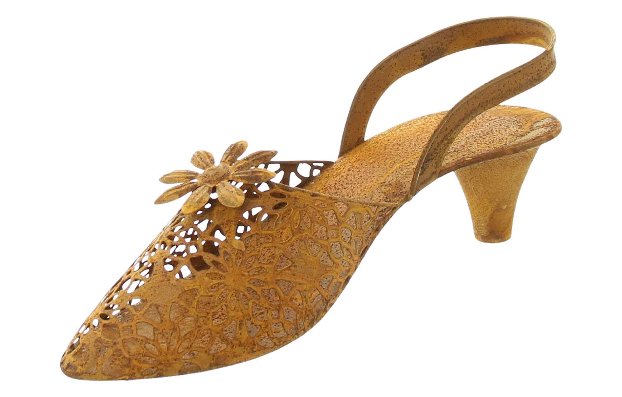 Dekoleidenschaft Gartenfigur "Schuh" Dekofigur aus Metall mit Rost Finish, Dekoschuh, Rostdeko, 28 cm lang, Gartendeko für Draußen