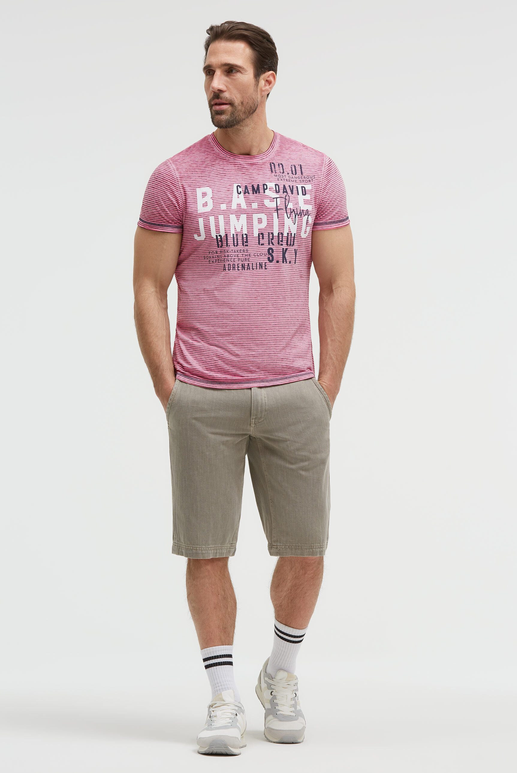 CAMP DAVID Rundhalsshirt mit Ausbrenner-Effekten