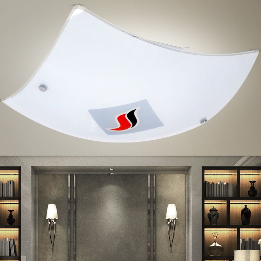 etc-shop LED Deckenleuchte, Leuchtmittel Lampe Warmweiß, inklusive, Zimmer Glas Decken Flammen- Beleuchtung Wohn Spot