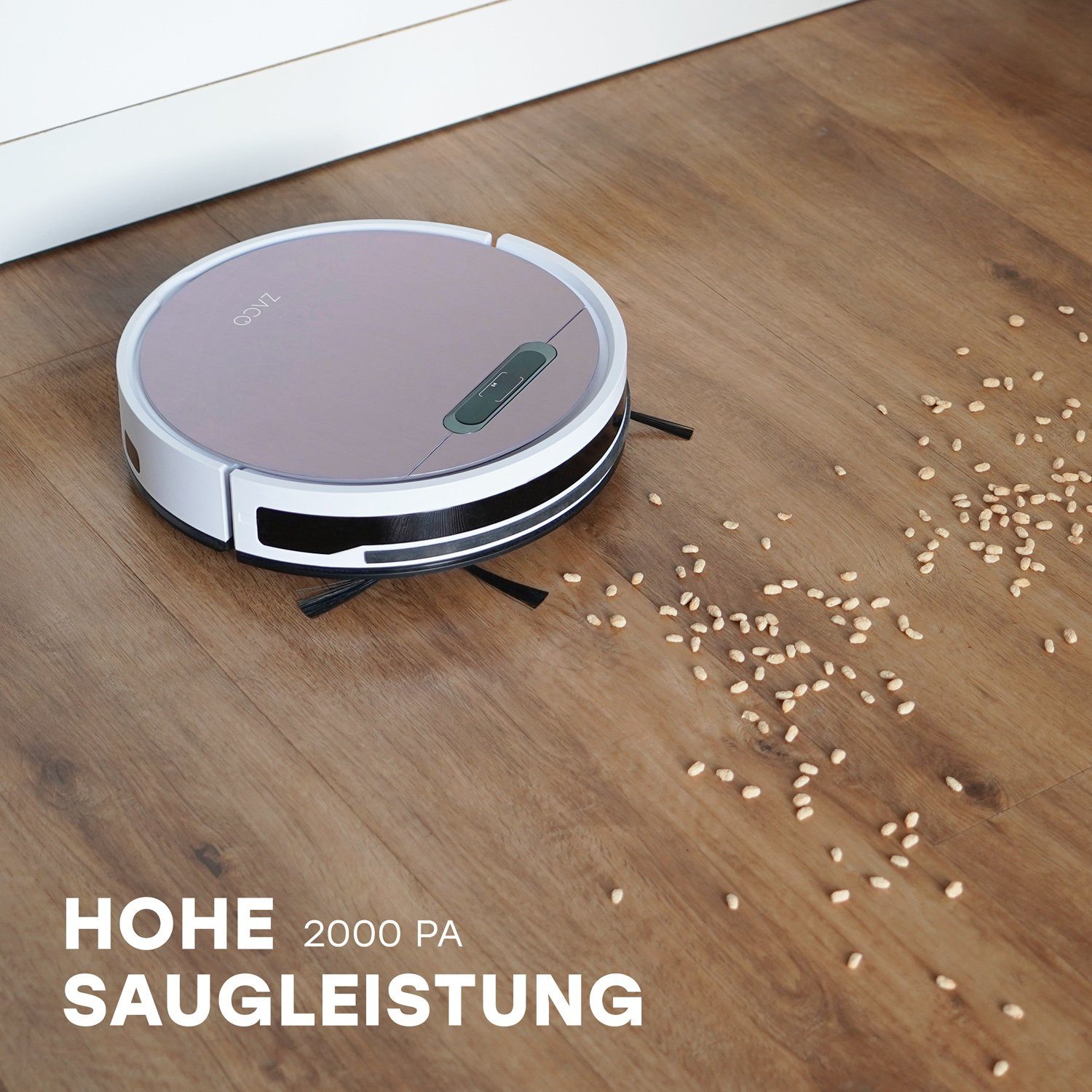 ZACO Nass-Trocken-Saugroboter V6, 22 Staubtank Staubbeutel, Tierhaar SmartHome, W, 600ml für mit oder 1000ml beutelloser Alexa, & Wischfunktion, Allergiker App