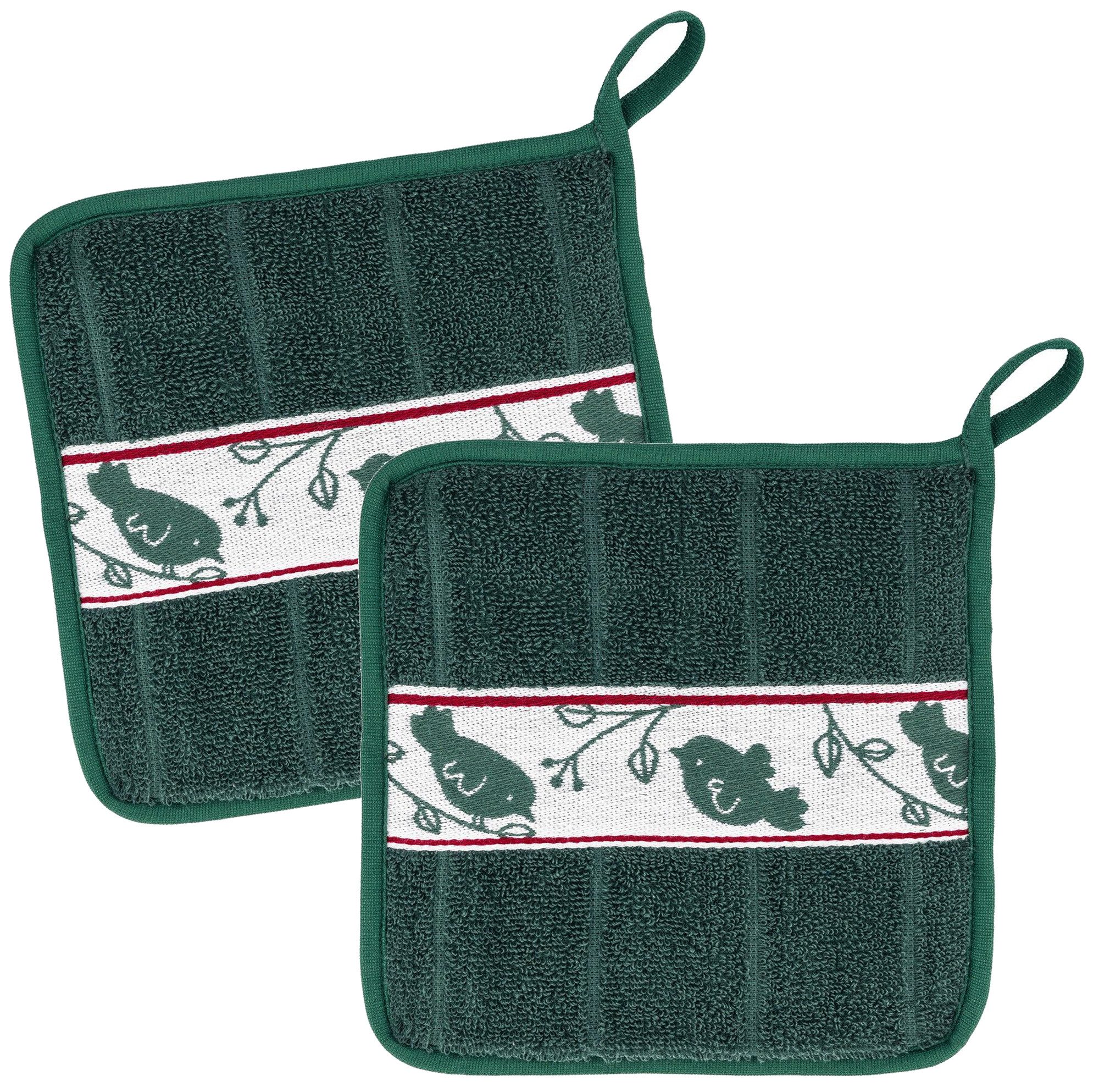 Kracht Topflappen Piepmatz, (2-tlg., 2-teilig), 2er Set Topflappen, Baumwoll Frottier, ca. 22x22 cm