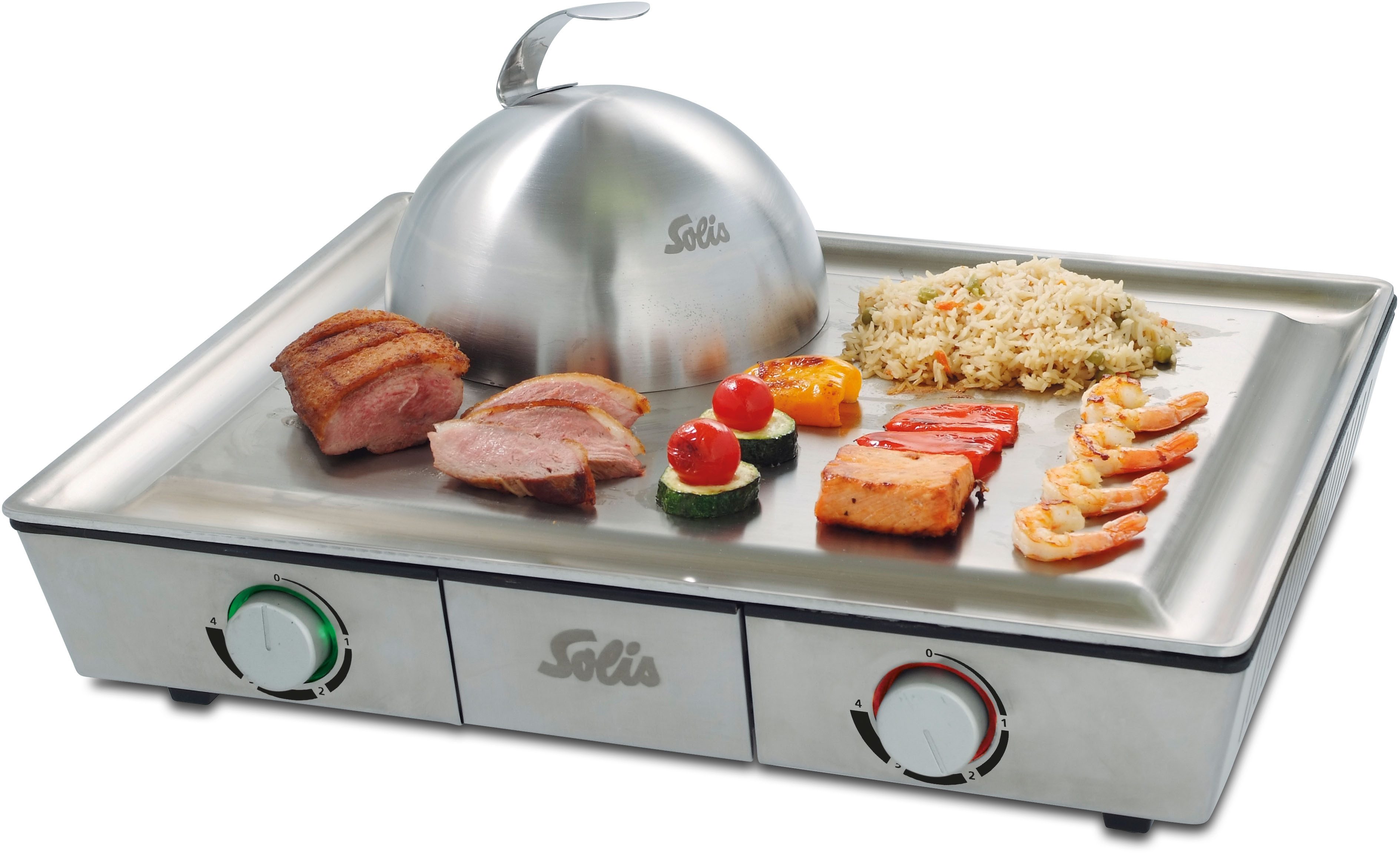 SOLIS OF SWITZERLAND Tischgrill Teppanyaki@Home (Typ 795), 2000 W, Beschichterter Grillbereich, Fettablauf