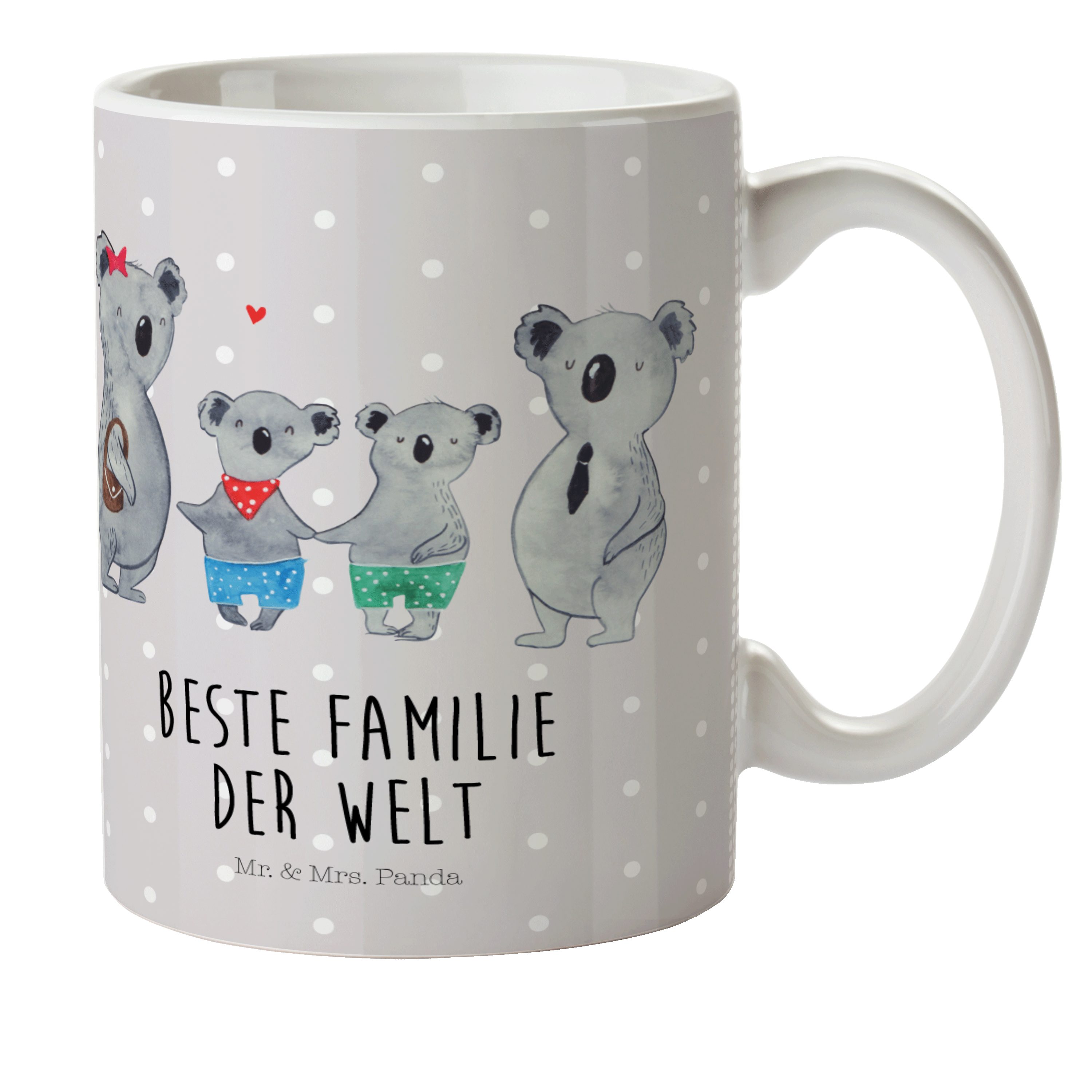 Mr. & Mrs. Panda Kinderbecher Koala Familie zwei - Grau Pastell - Geschenk, Muttertag, Mama, beste, Kunststoff