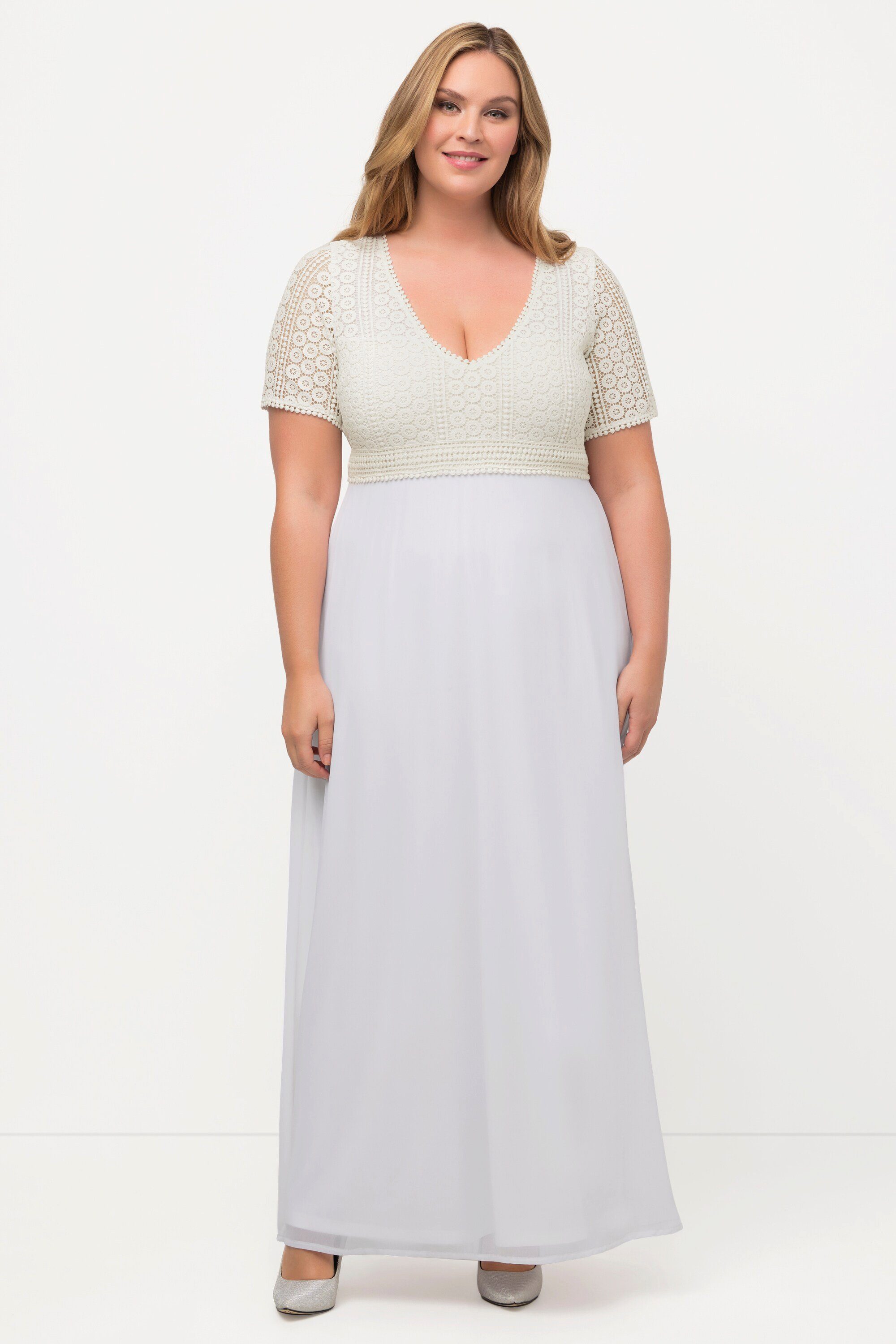 Cocktailkleid Brautkleid Boho-Style A-Linie V-Ausschnitt Halbarm
