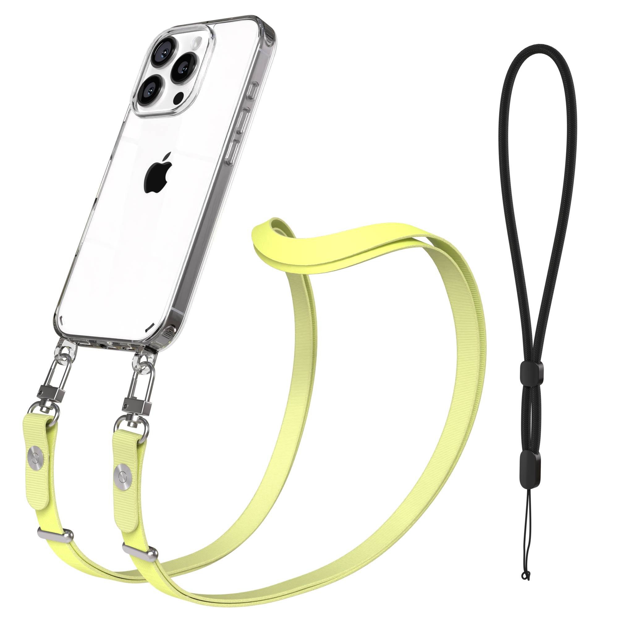 EAZY CASE Handykette für Apple iPhone 16 Pro Handyhülle mit Handyband magnetisch, Handyband in Gelb mit Magnetverschluss für 2x2 Hüllen