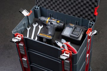 Connex Stapelbox Größe M - 20,5 Liter Volumen - Individuell erweiterbares System, 80 kg Tragfähigkeit - Stapelbar - robustem Kunststoff
