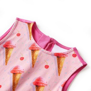 vidaXL A-Linien-Kleid Kinderkleid Eiscreme-Motiv Knallrosa 116 Kurz
