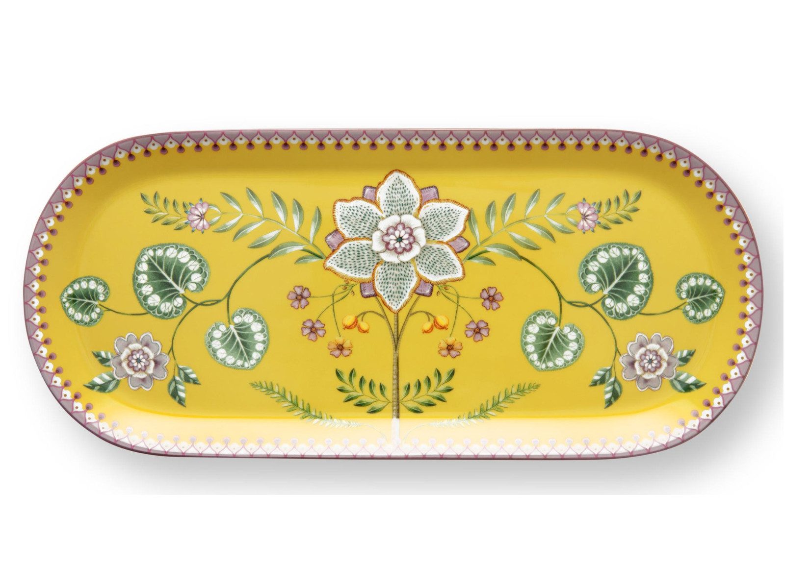 PiP Studio Tortenplatte Lily&Lotus Yellow Kuchenplatte 33,3x15,5cm, Porzellan, (Platten)