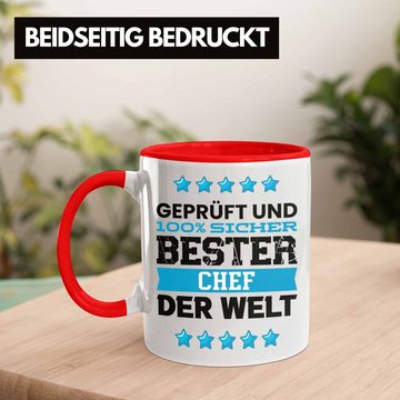 Trendation Tasse Trendation - Bester Chef Der Welt Geschenk Tasse für Chef Geburtstag