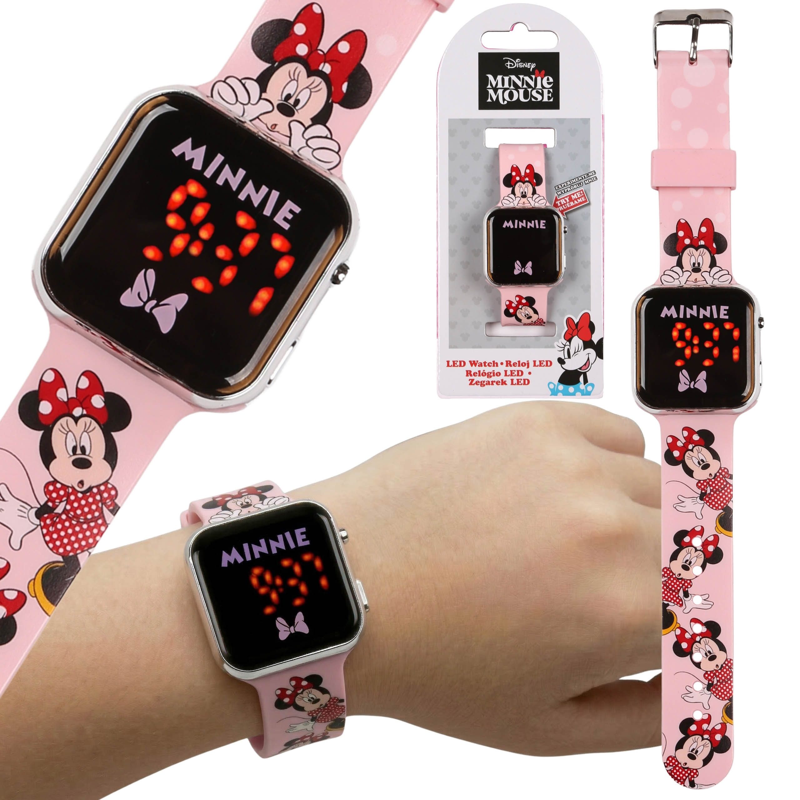 Sarcia.eu Digitaluhr DISNEY Minnie Mouse LED-Armbanduhr rosa, digital mit Datum
