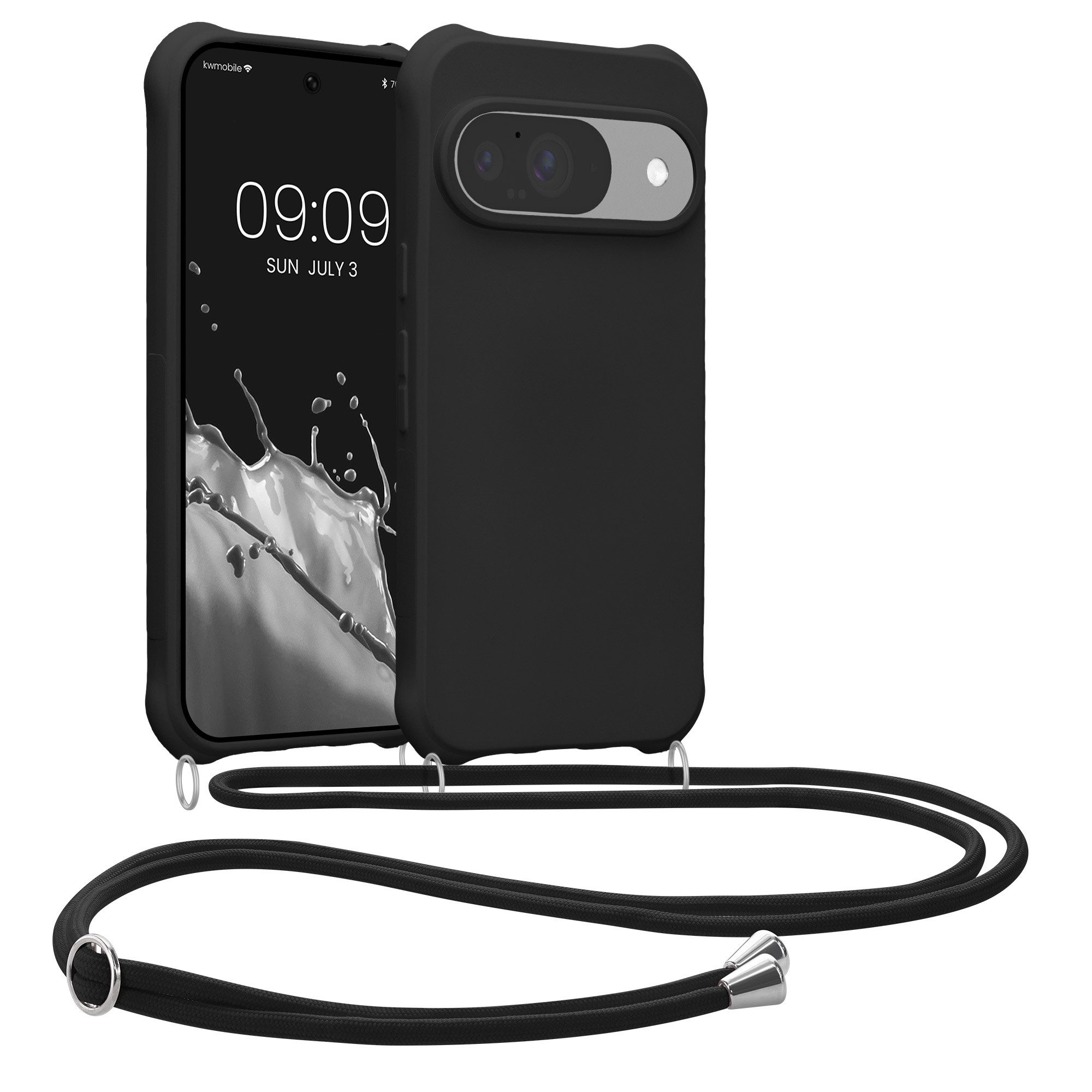 kwmobile Smartphone-Hülle Hülle für Google Pixel 10 / Pixel 10 Pro, mit Metall Kette zum Umhängen - Silikon Handy Cover Case Schutzhülle