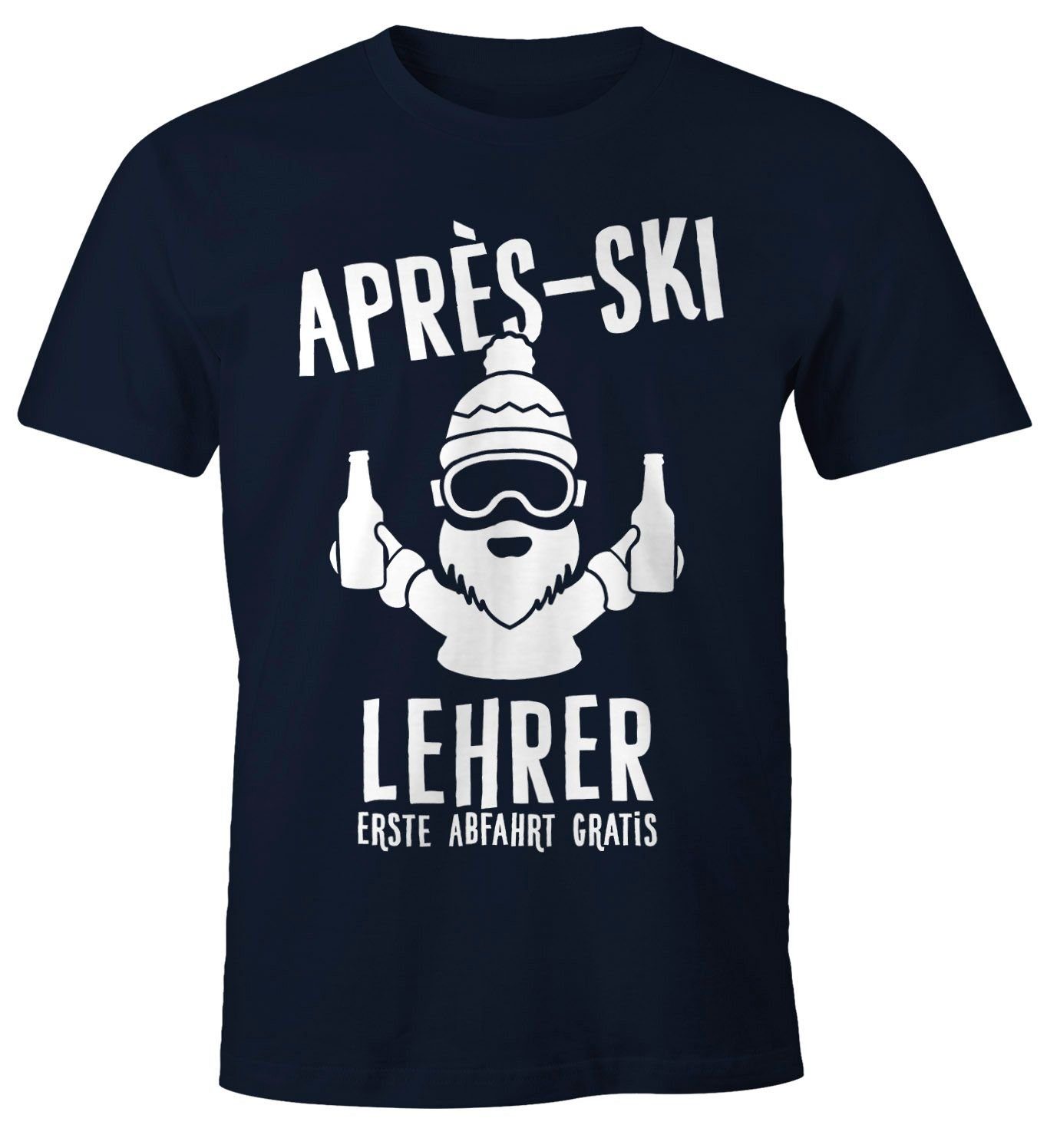 MoonWorks Print-Shirt Après Ski Herren T-Shirt Lehrer Fun-Shirt Moonworks® mit Print navy