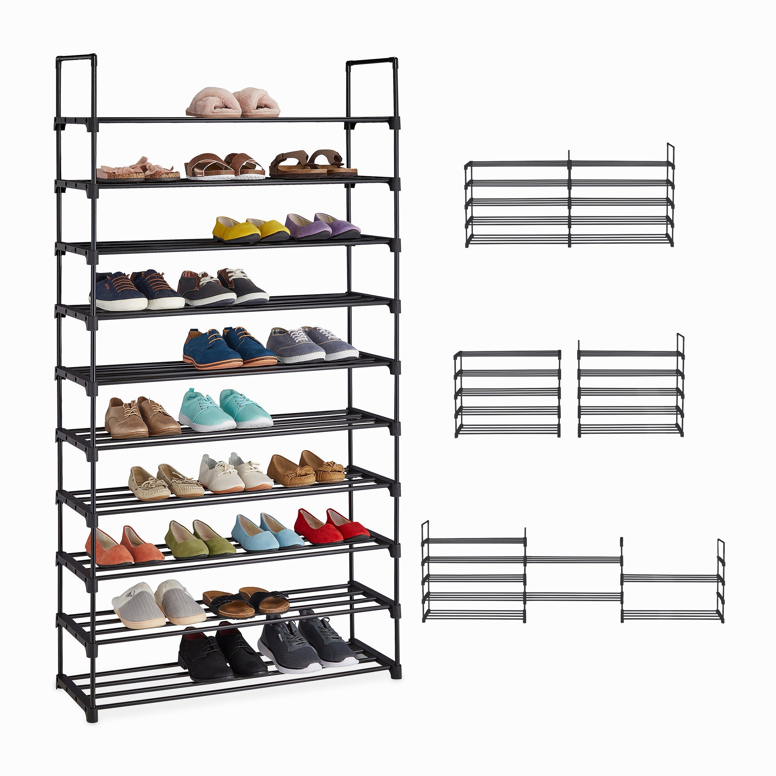 relaxdays Schuhregal XXL Schuhregal erweiterbar, Schwarz günstig online kaufen