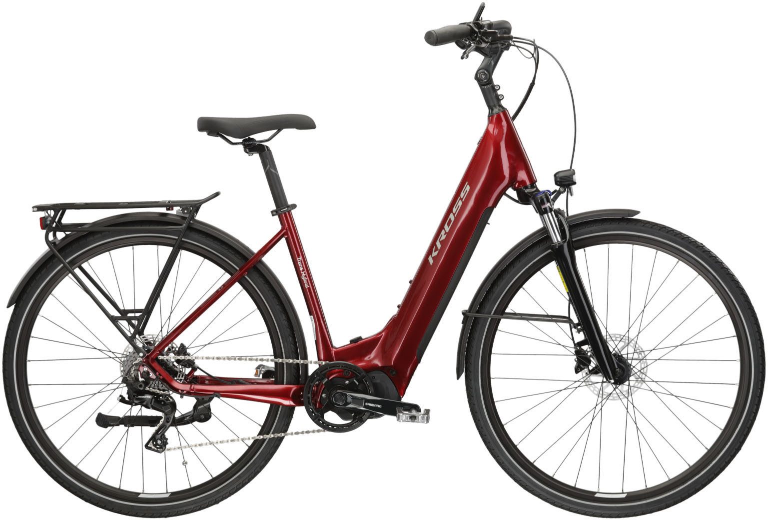 Kross E-Bike Trekkingrad E-Trekkingrad Trans Hybrid LS 3.0 28 Zoll rot, 8 Gang Shimano Acera T3000 Schaltwerk, Kettenschaltung, Mittelmotor, 500 Wh, Pedelec, Elektrofahrrad für Damen und Herren