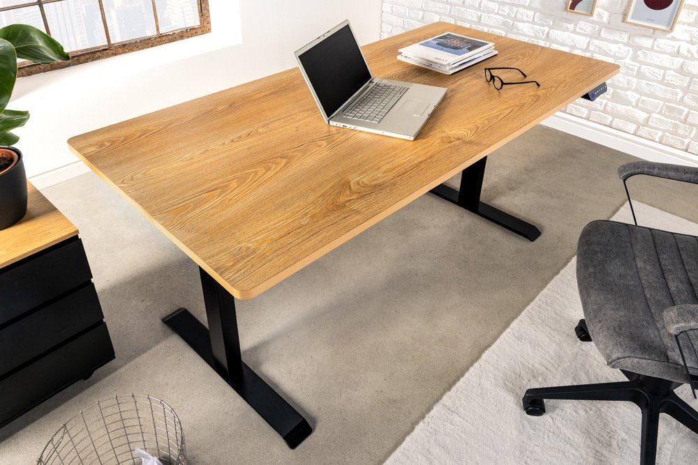 riess-ambiente Schreibtisch OAK DESK 160cm natur / schwarz (Einzelartikel, 1-St), Büro · höhenverstellbar · Home Office · Industrial