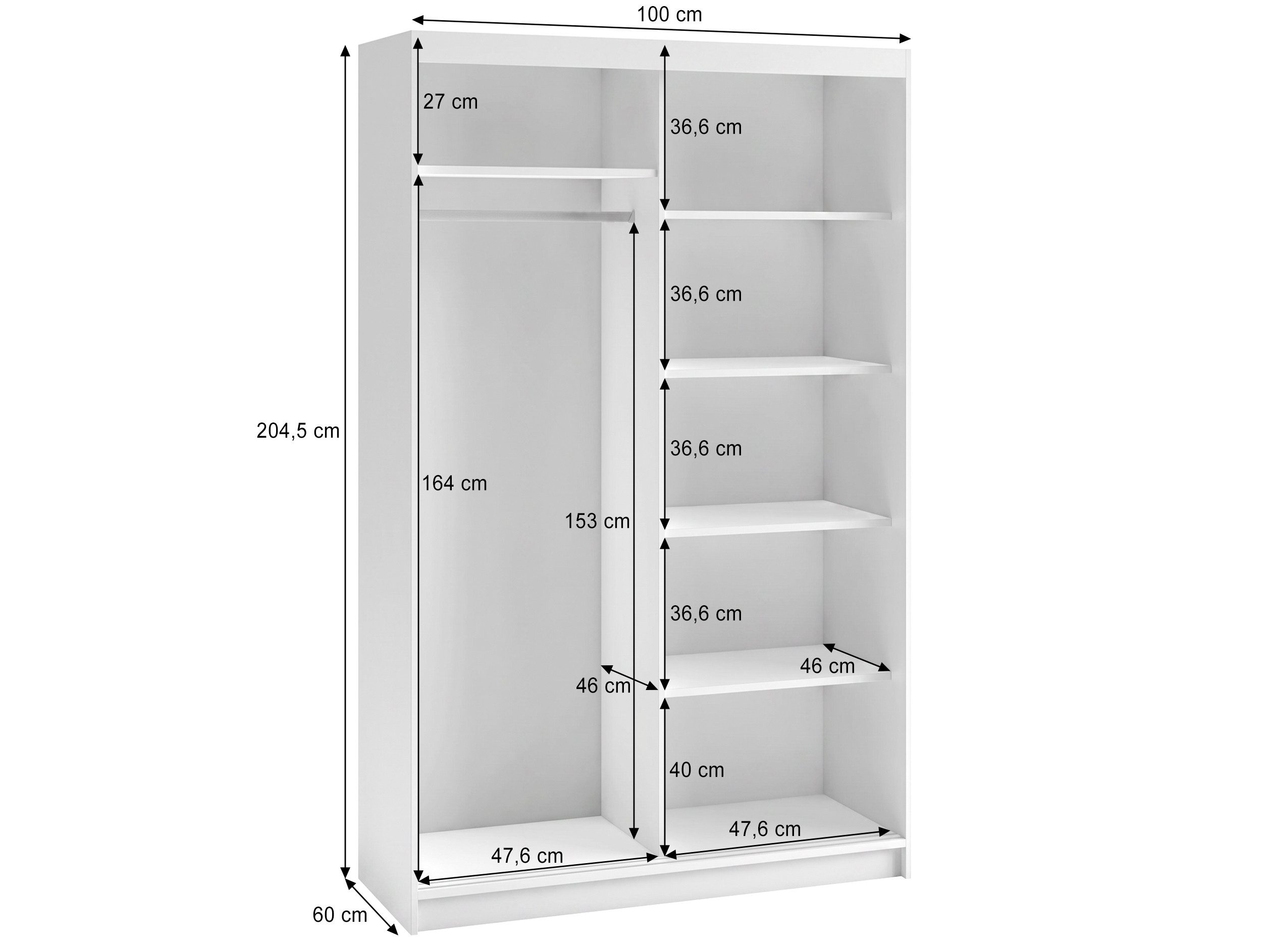 Beautysofa Kleiderschrank HELA moderner Kleiderschrank mit Spiegel (Schiebetürenschrank mit Kleiderstange und Regalböden, Schrank für Schlafzimmer, Flur & Ankle – Bild 4 von 4