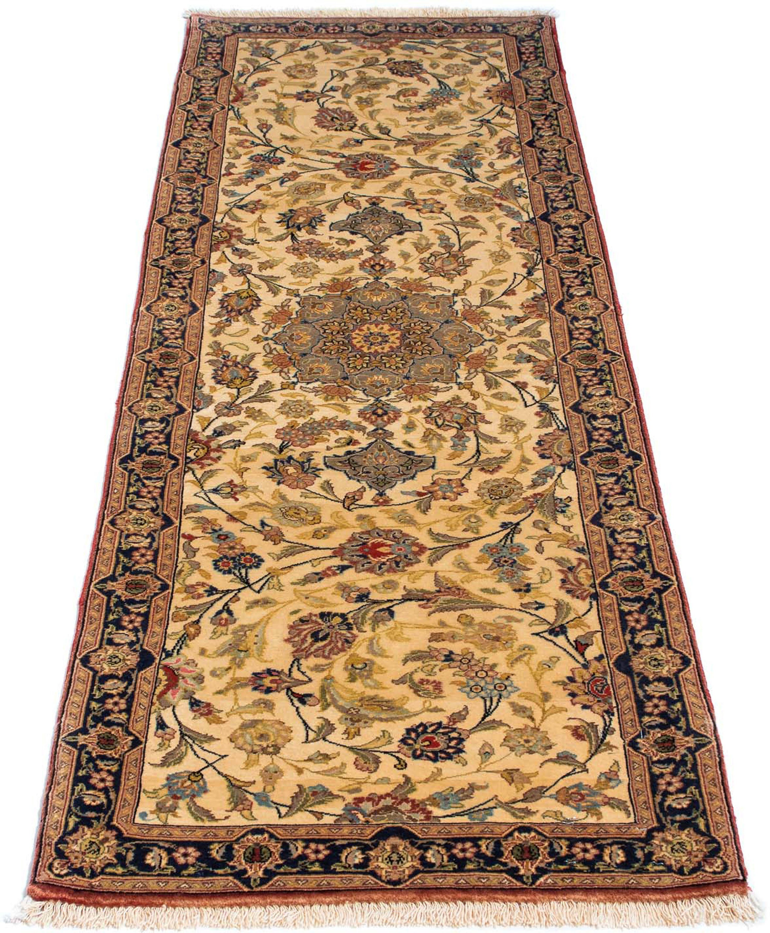 Orientteppich Perser - Ghom - 193 x 57 cm - beige, morgenland, rechteckig, Höhe: 10 mm, Wohnzimmer, Handgeknüpft, Einzelstück mit Zertifikat