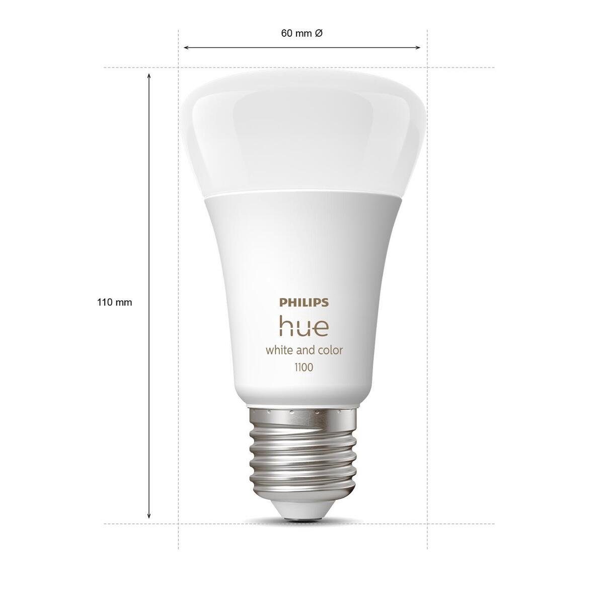 800lm, E27 Leuchtmittel Hue E27, Farbwechsler LED LED-Leuchtmittel Philips Einzelpack