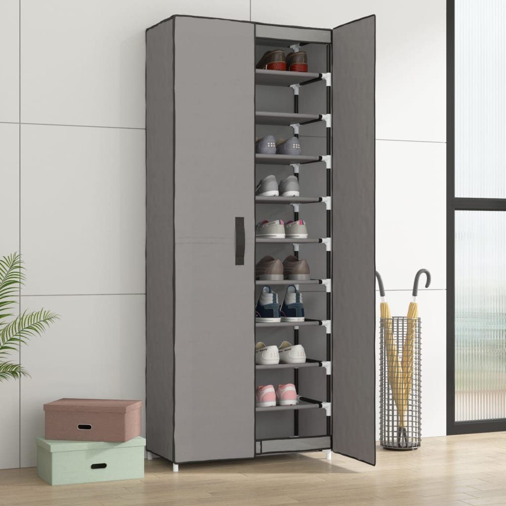 furnicato Schuhschrank Grau 60x30x166 cm Stoff günstig online kaufen