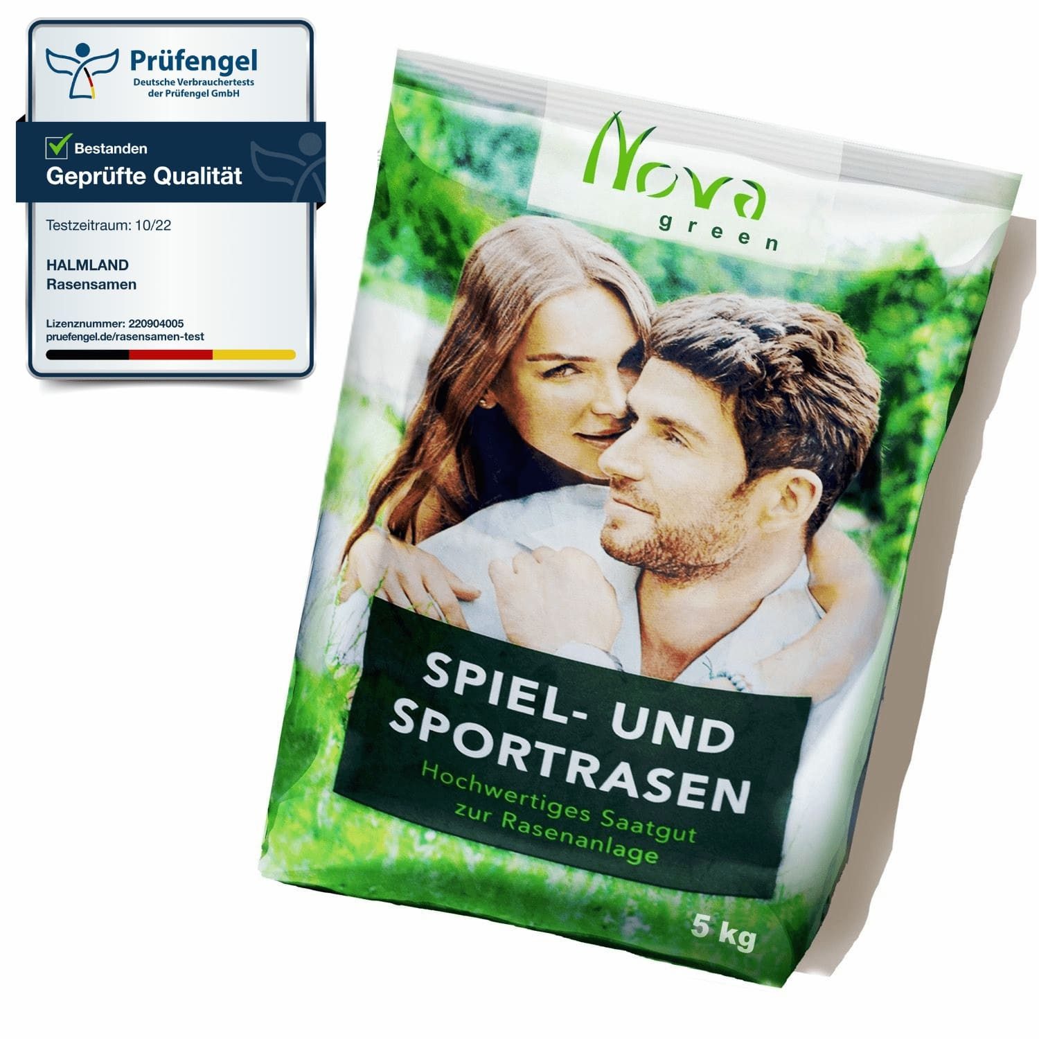 halmland Rasensamen Premium Rasensamen 5kg schnellkeimend für Sport & Spiel, 200m²