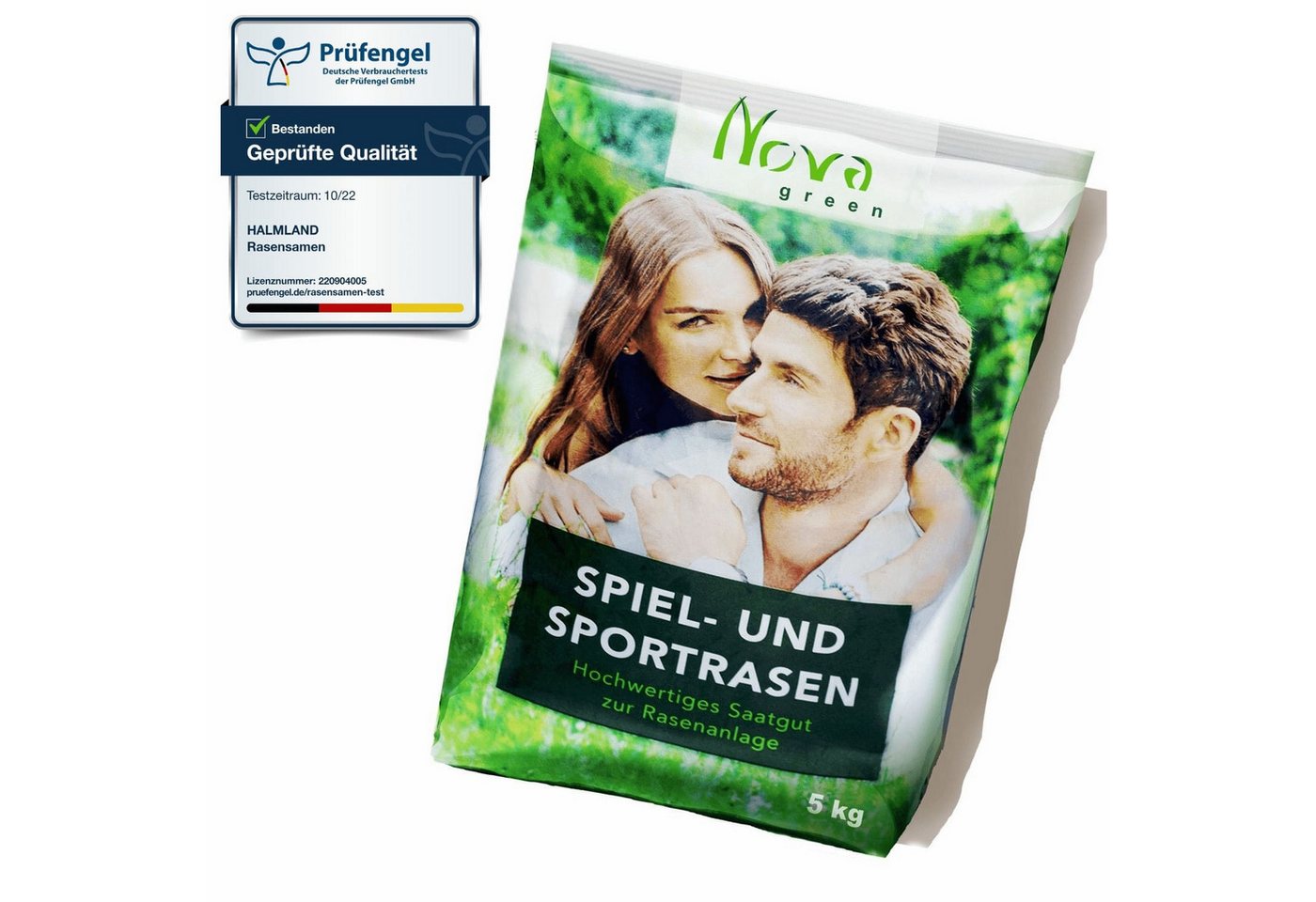 halmland Rasensamen Premium Rasensamen 5kg schnellkeimend für Sport & Spiel, 200m²