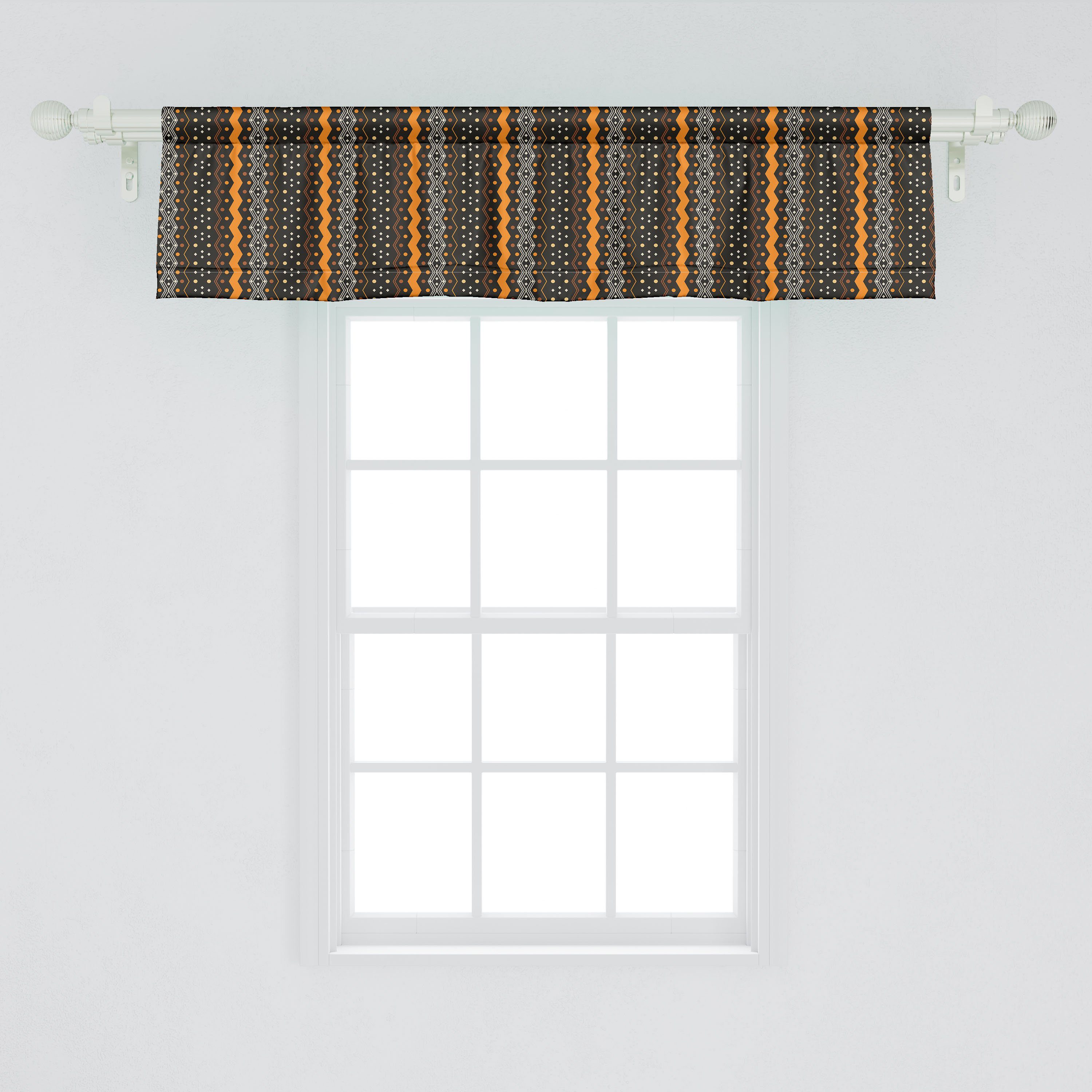 Scheibengardine Vorhang Volant für Küche Schlafzimmer mit Stangentasche, Microfaser, Abstrakt Abakuhaus, Volk Dekor