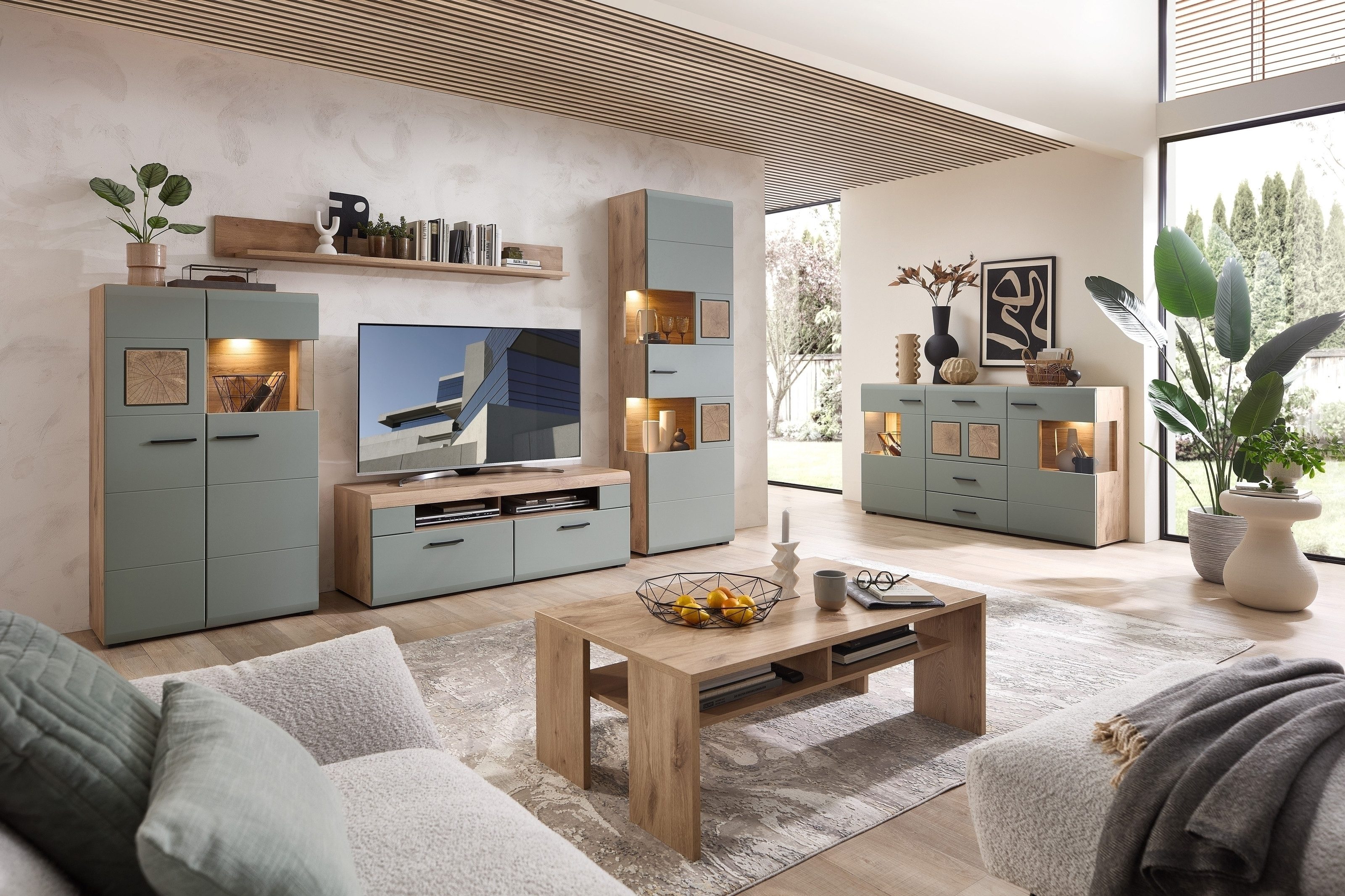 freiraum Couchtisch Kathlin, in Viking Eiche Dekor, Holzwerkstoff - 110x40x65cm (BxHxT)