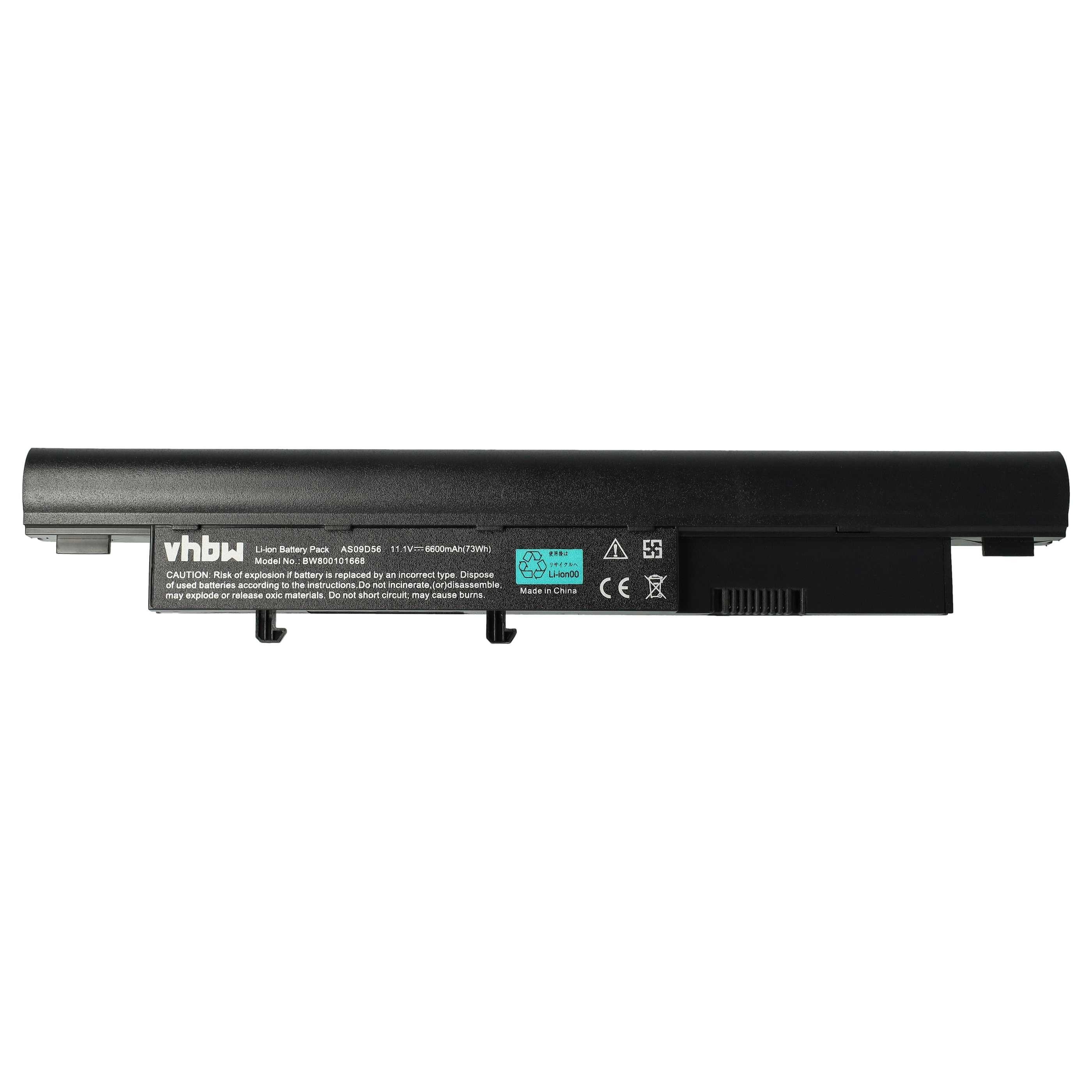 vhbw Akku Ersatz für Acer AS09D70, AS09D71, AS09F56, BT.00603.079, AS09F34, Laptop-Akku Akku Li-Ion 6600 mAh (11,1 V, 1 St), Leistungsfähiger Austausch-Akku für Notebook, Wiederaufladbar, Jede