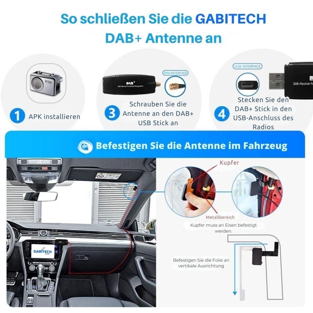 GABITECH USB DAB+ Tuner/Antenne Digital Radio Empfänger für Android Autoradios Digitalradio (DAB) – Bild 5 von 5