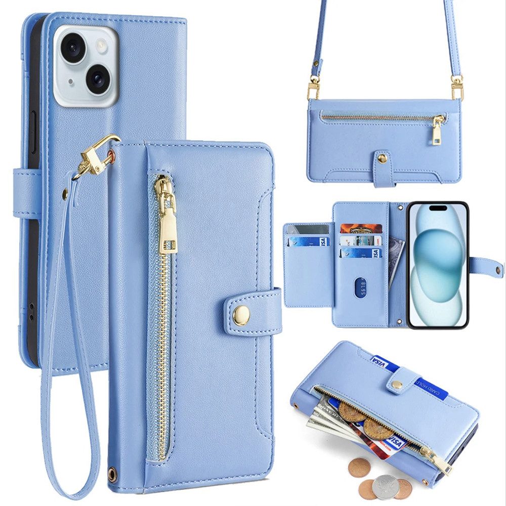 betterfon Handykette für Apple iPhone mit Band Kartenfächer PU Leder Umhängetasche, Hände frei – mit Silikonhülle & Schnur für flexiblen Alltag