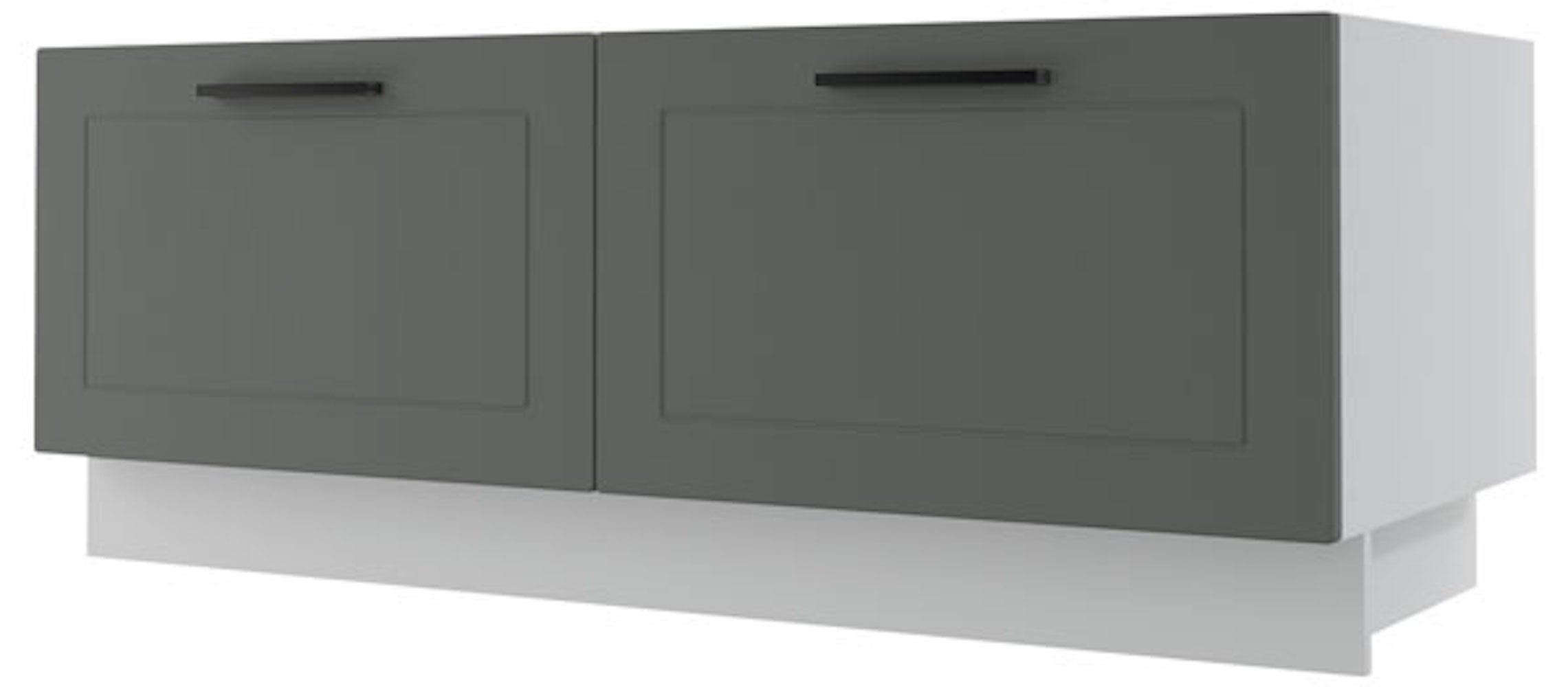 2 Korpusfarbe Front- Unterschrank (Teilauszug) 120cm Schubladen & graphit (Kvantum) Kvantum wählbar mit matt Feldmann-Wohnen
